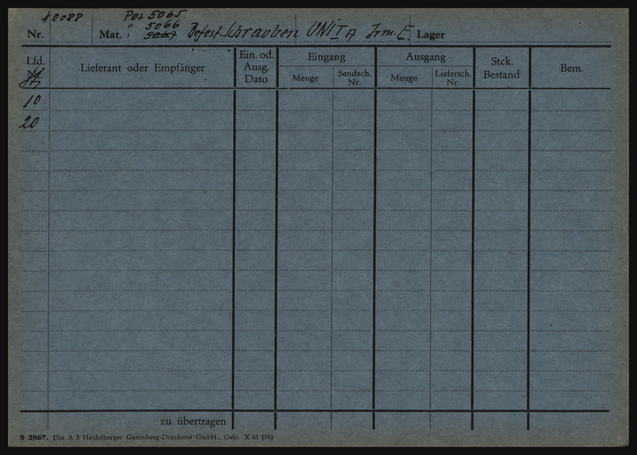 Tyske arkiver, Organisation Todt (OT), Einsatzgruppe Wiking, AV/RA-RAFA-2188/1/O/O12/L0002: Kartotek - Elektromaterial etc A-Z, 1940-1945, p. 40