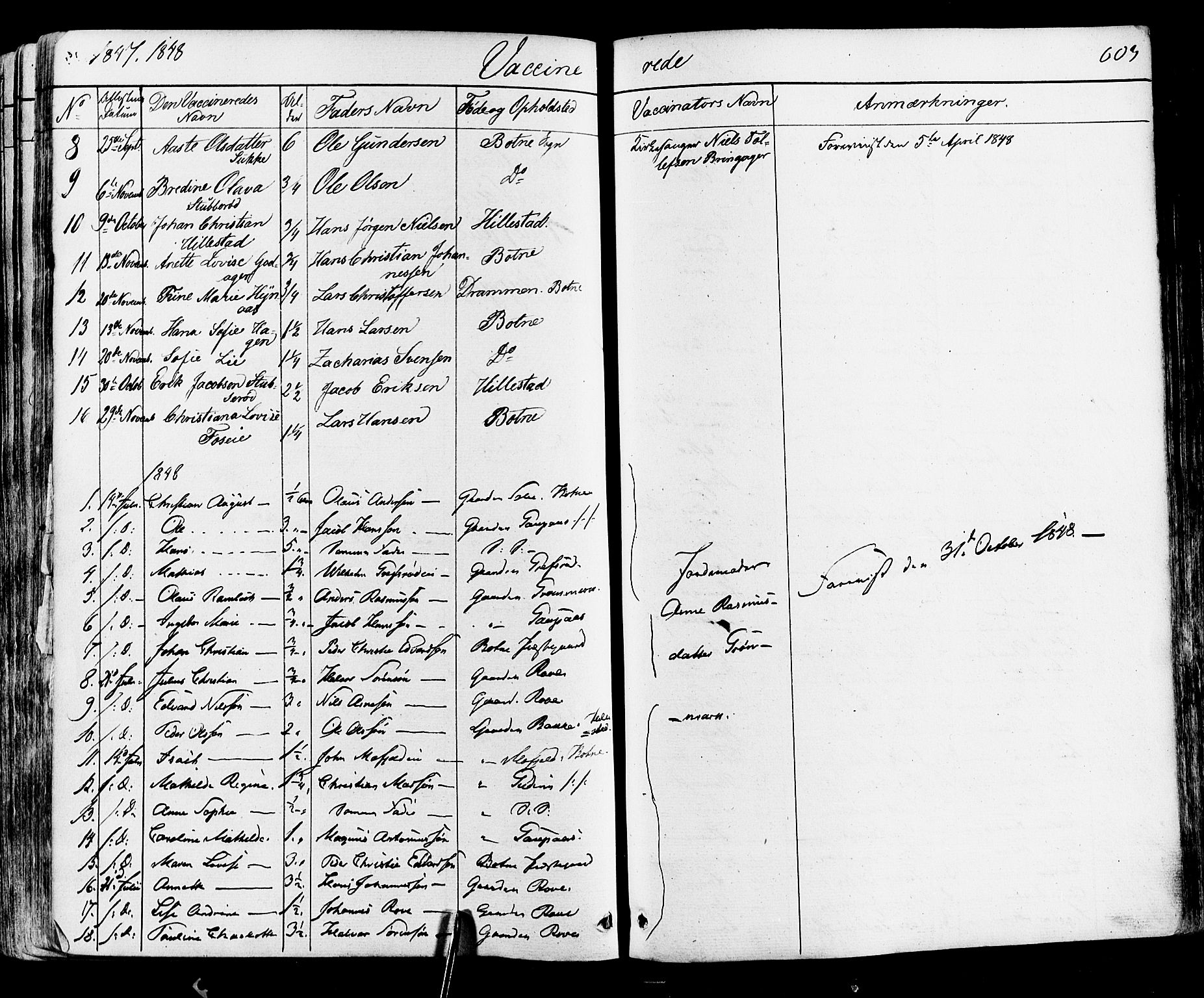 Botne kirkebøker, AV/SAKO-A-340/F/Fa/L0006: Parish register (official) no. I 6, 1836-1877, p. 603