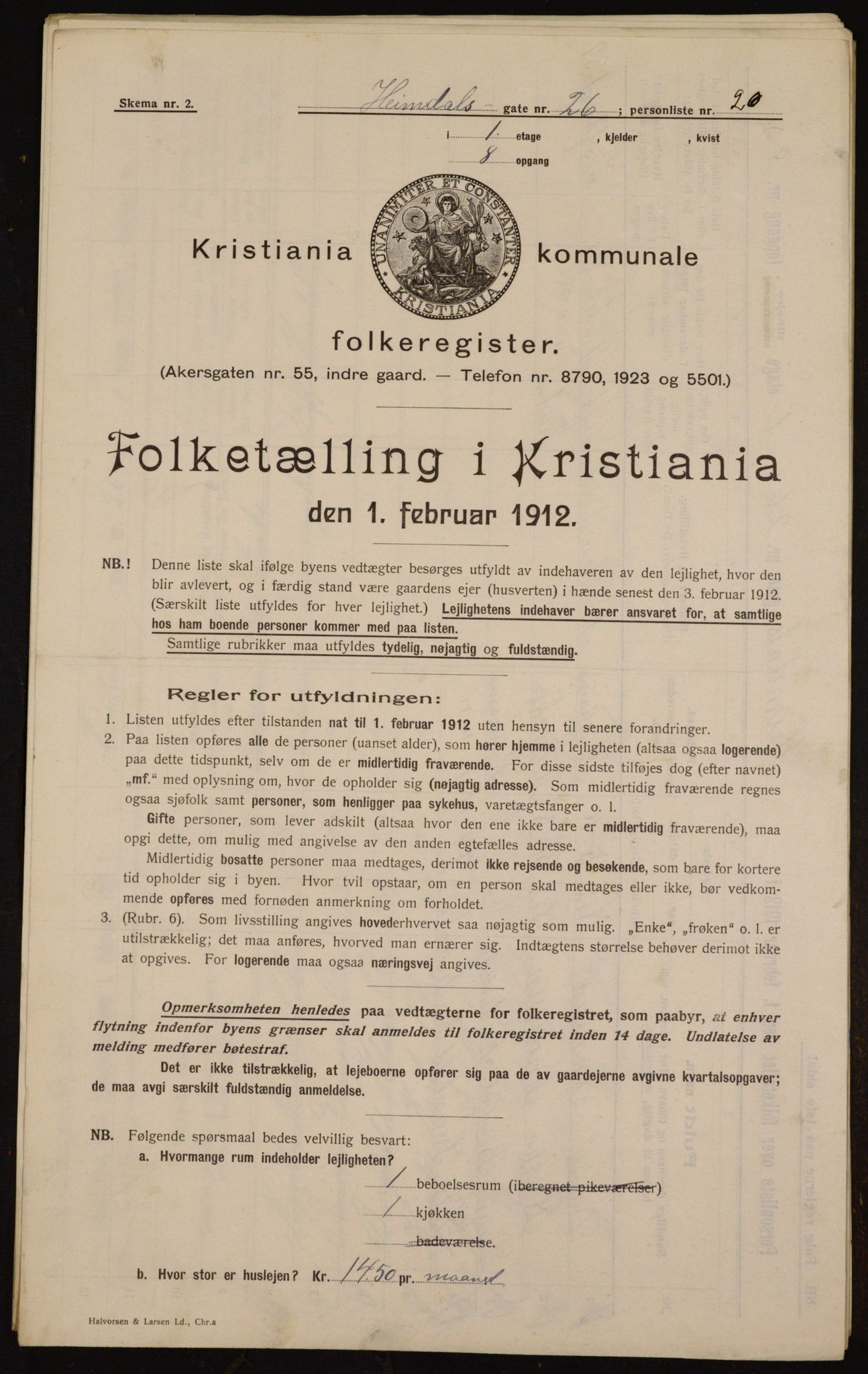 OBA, Municipal Census 1912 for Kristiania, 1912, p. 37304