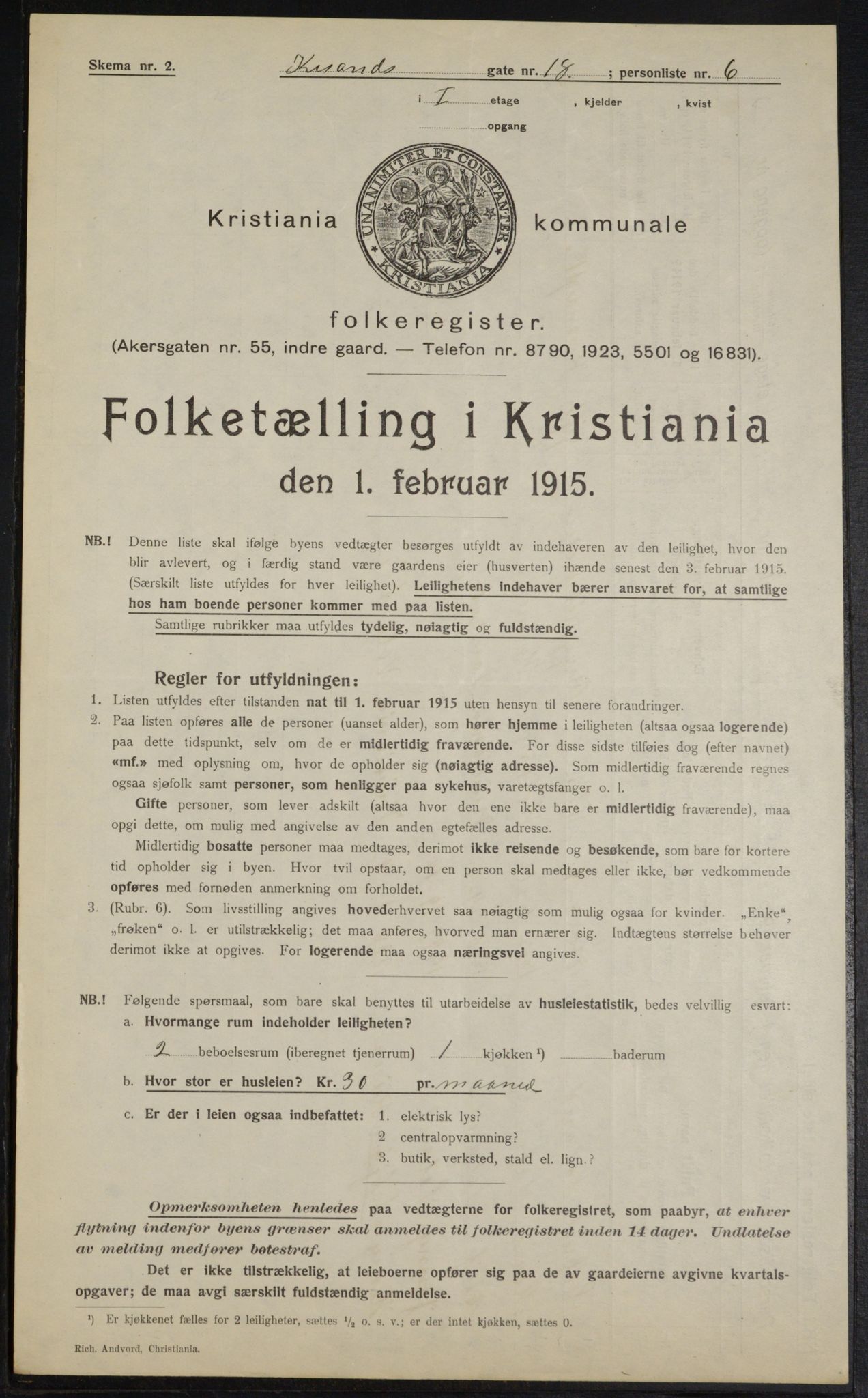 OBA, Municipal Census 1915 for Kristiania, 1915, p. 53978