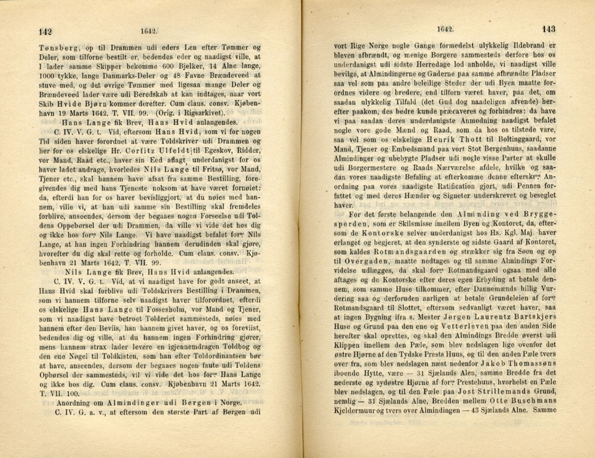 Publikasjoner utgitt av Det Norske Historiske Kildeskriftfond, PUBL/-/-/-: Norske Rigs-Registranter, bind 8, 1641-1648, p. 142-143