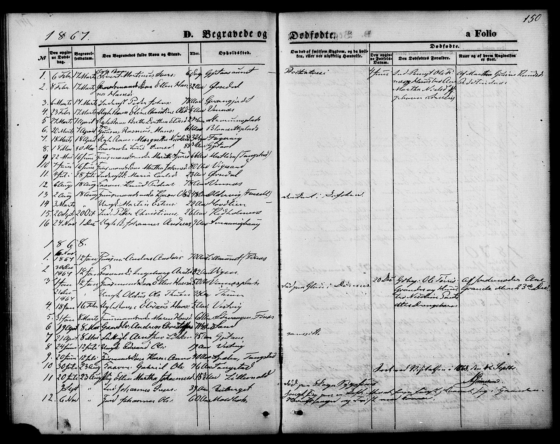 Ministerialprotokoller, klokkerbøker og fødselsregistre - Nord-Trøndelag, SAT/A-1458/744/L0419: Parish register (official) no. 744A03, 1867-1881, p. 150