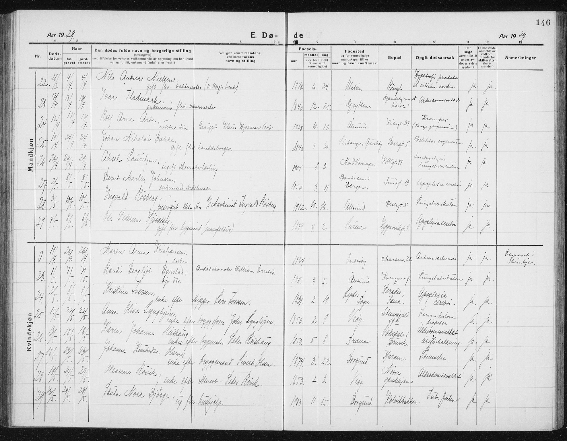 Ministerialprotokoller, klokkerbøker og fødselsregistre - Møre og Romsdal, AV/SAT-A-1454/529/L0474: Parish register (copy) no. 529C11, 1918-1938, p. 146