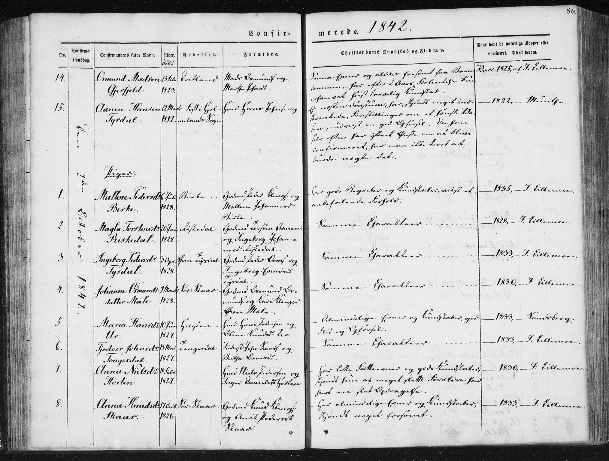 Hjelmeland sokneprestkontor, AV/SAST-A-101843/01/IV/L0008: Parish register (official) no. A 8, 1842-1861, p. 86