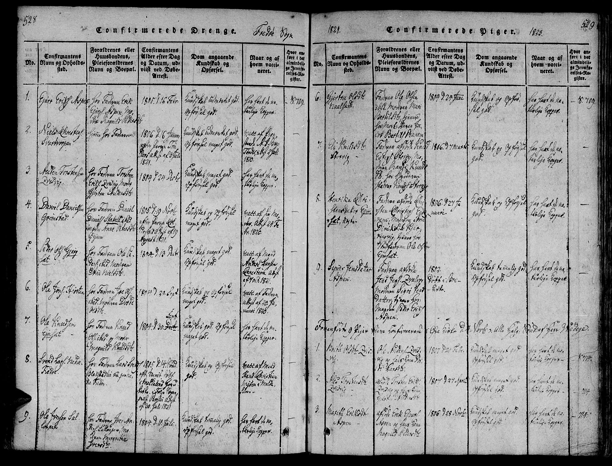 Ministerialprotokoller, klokkerbøker og fødselsregistre - Møre og Romsdal, AV/SAT-A-1454/586/L0982: Parish register (official) no. 586A08, 1819-1829, p. 528-529