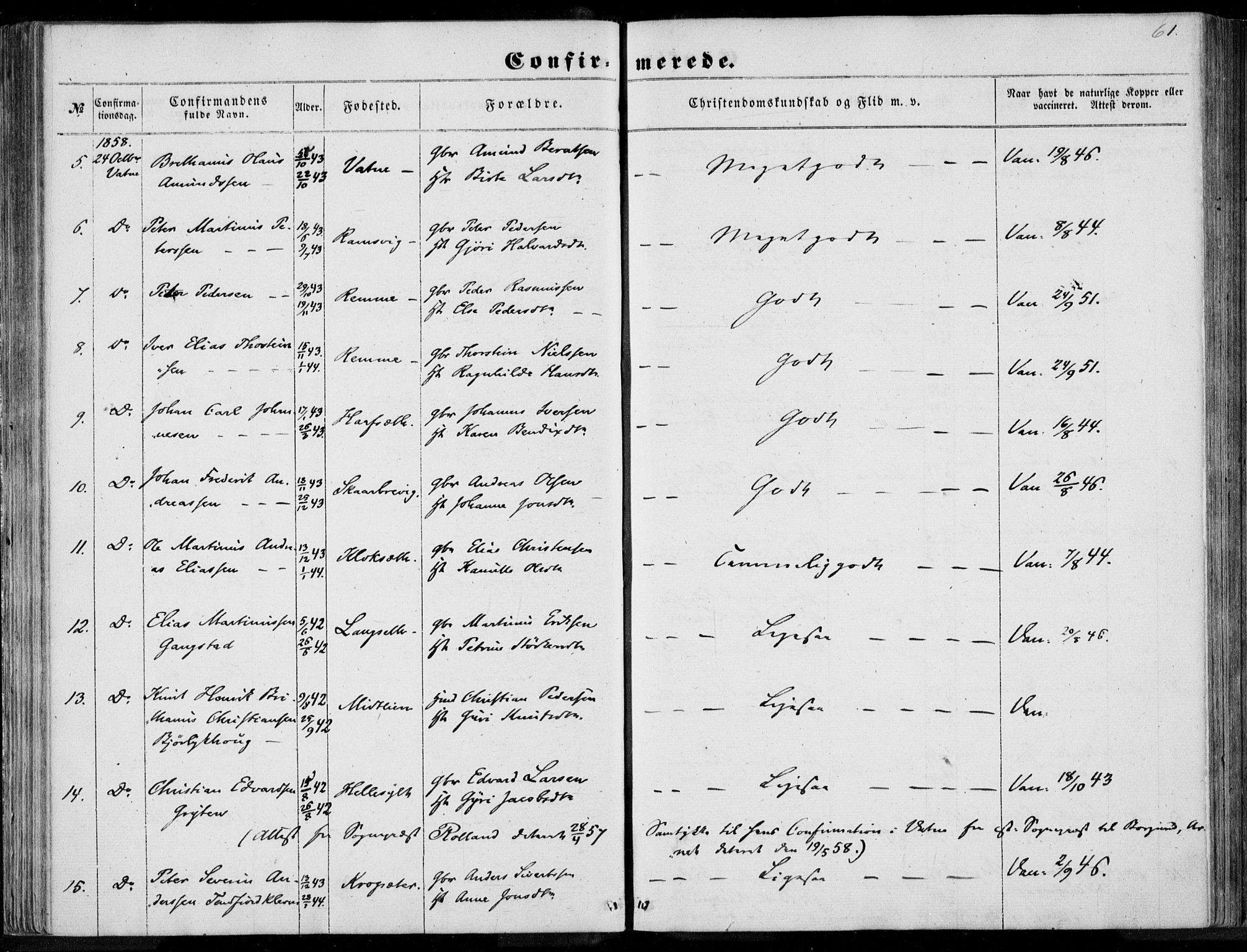 Ministerialprotokoller, klokkerbøker og fødselsregistre - Møre og Romsdal, AV/SAT-A-1454/524/L0354: Parish register (official) no. 524A06, 1857-1863, p. 61