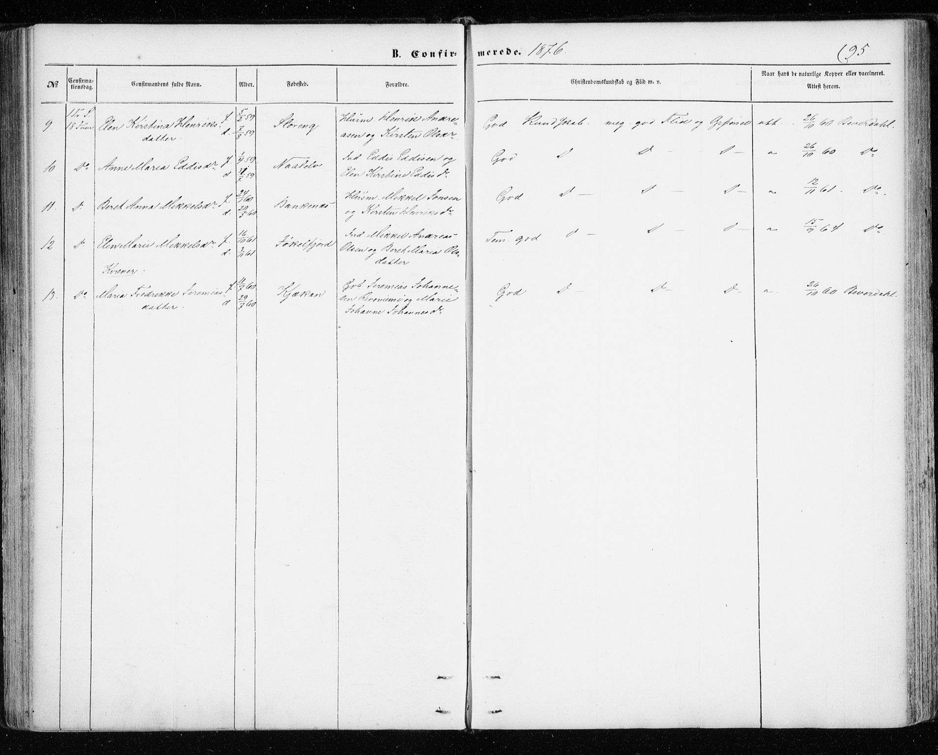 Skjervøy sokneprestkontor, SATØ/S-1300/H/Ha/Haa/L0011kirke: Parish register (official) no. 11, 1861-1877, p. 95