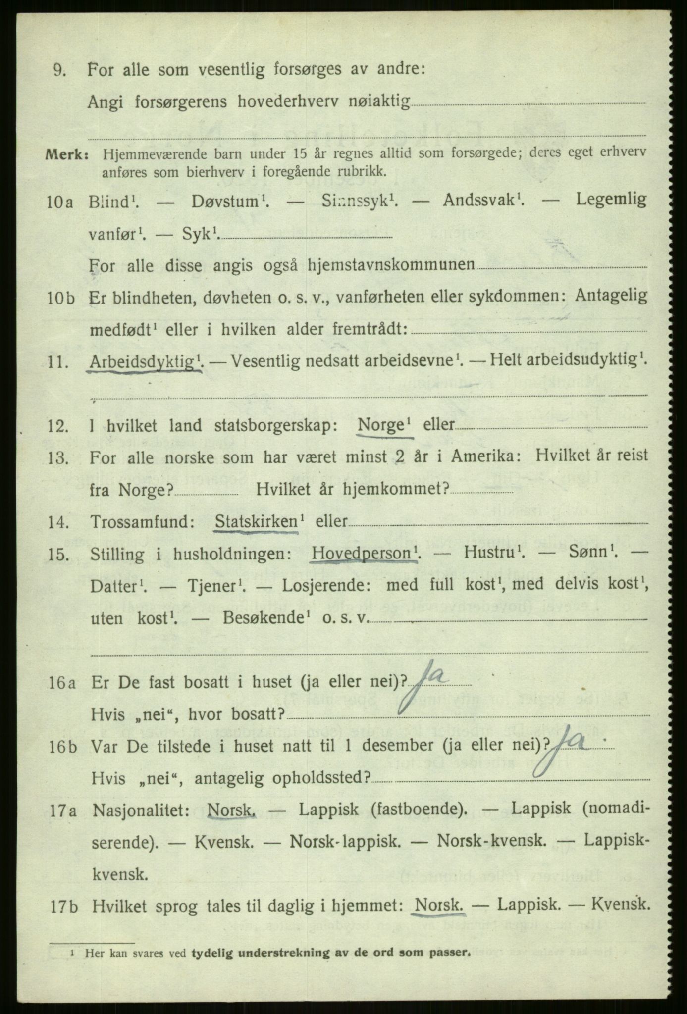 SATØ, 1920 census for Berg, 1920, p. 1237