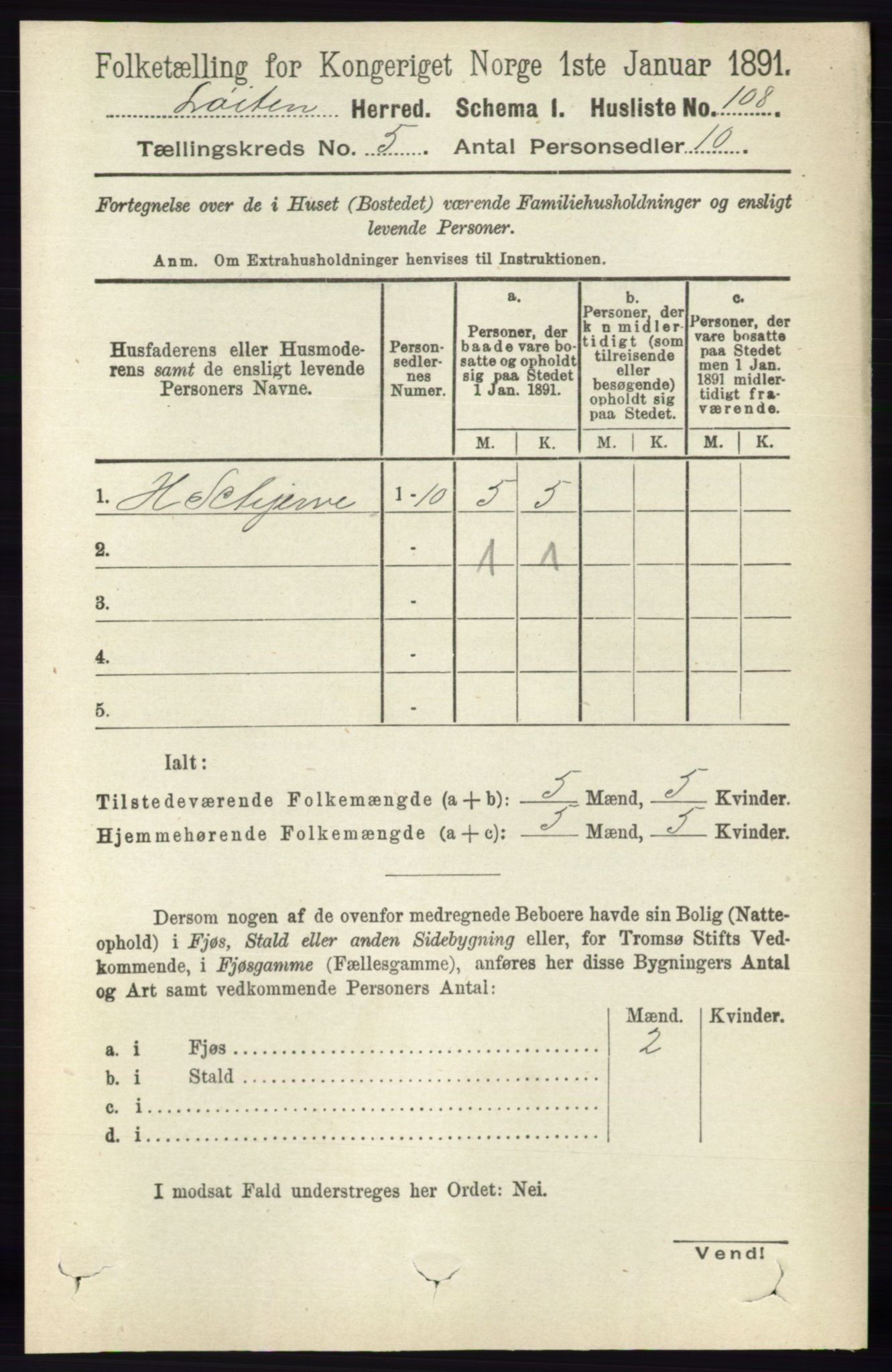 RA, 1891 census for 0415 Løten, 1891, p. 3413