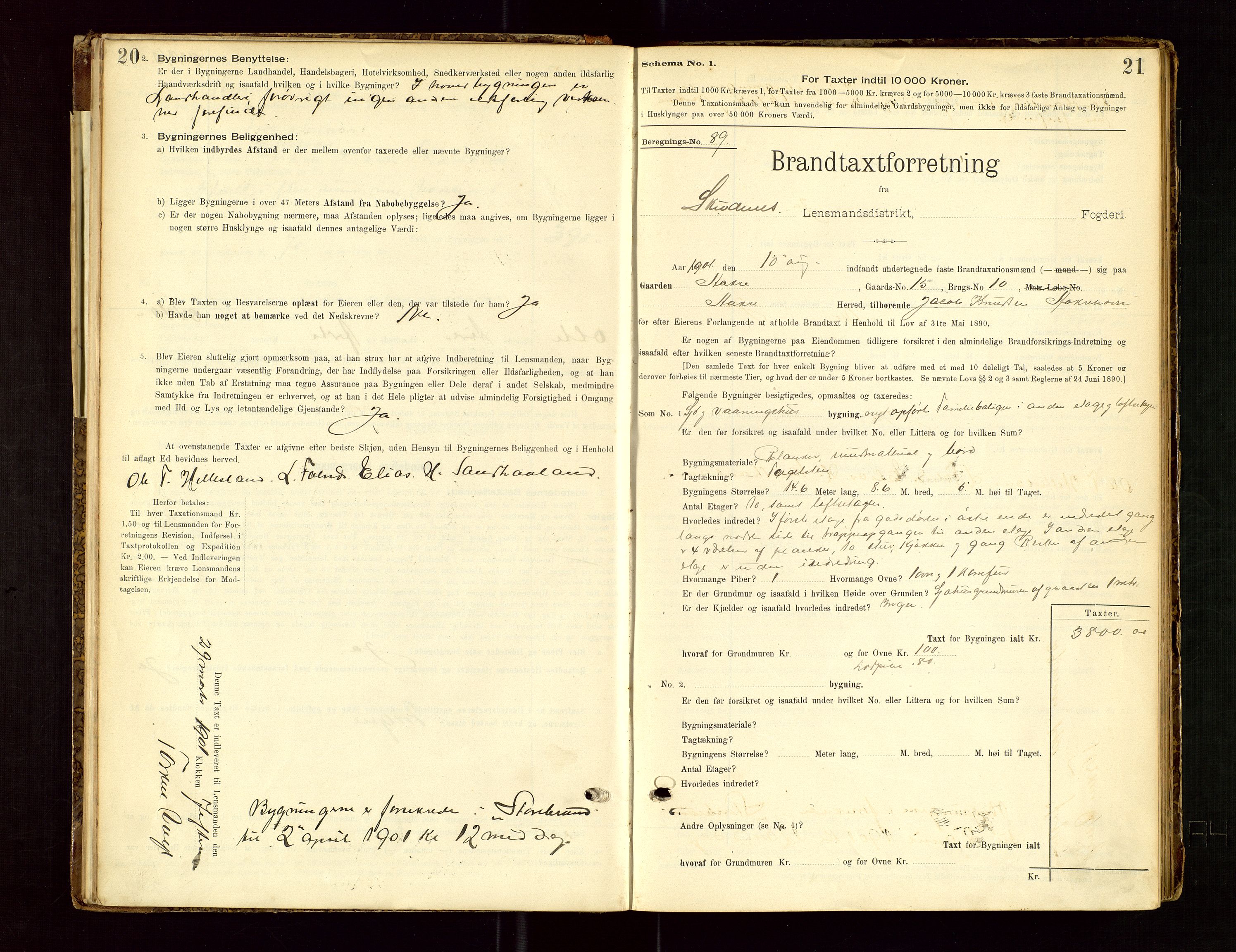 Skudenes lensmannskontor, SAST/A-100444/Gob/L0001: "Brandtaxationsprotokoll", 1895-1924, p. 20-21