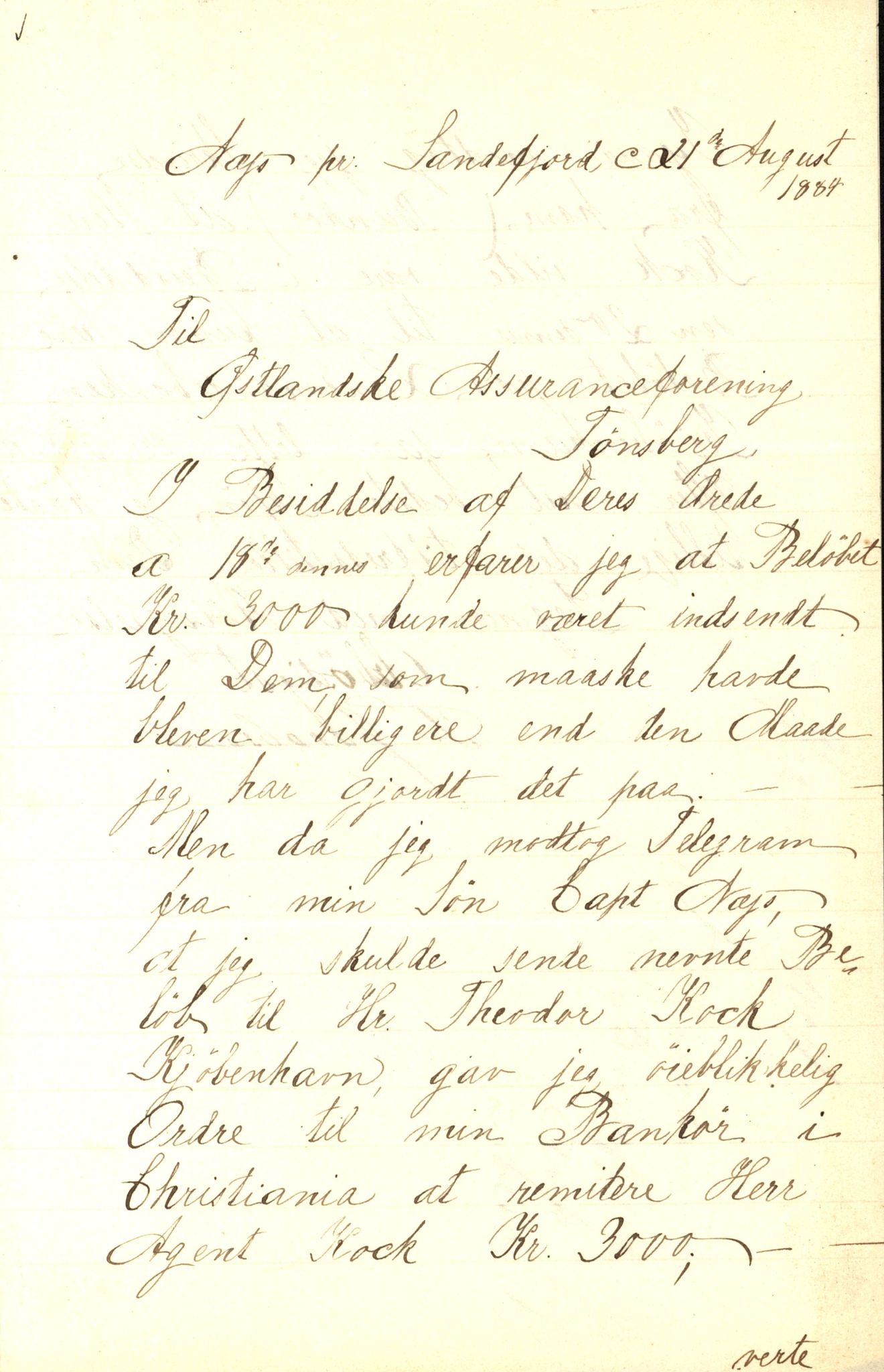 Pa 63 - Østlandske skibsassuranceforening, VEMU/A-1079/G/Ga/L0017/0009: Havaridokumenter / Agnese, Agnes, Adelphia, Kvik, Varnæs, 1884, p. 33