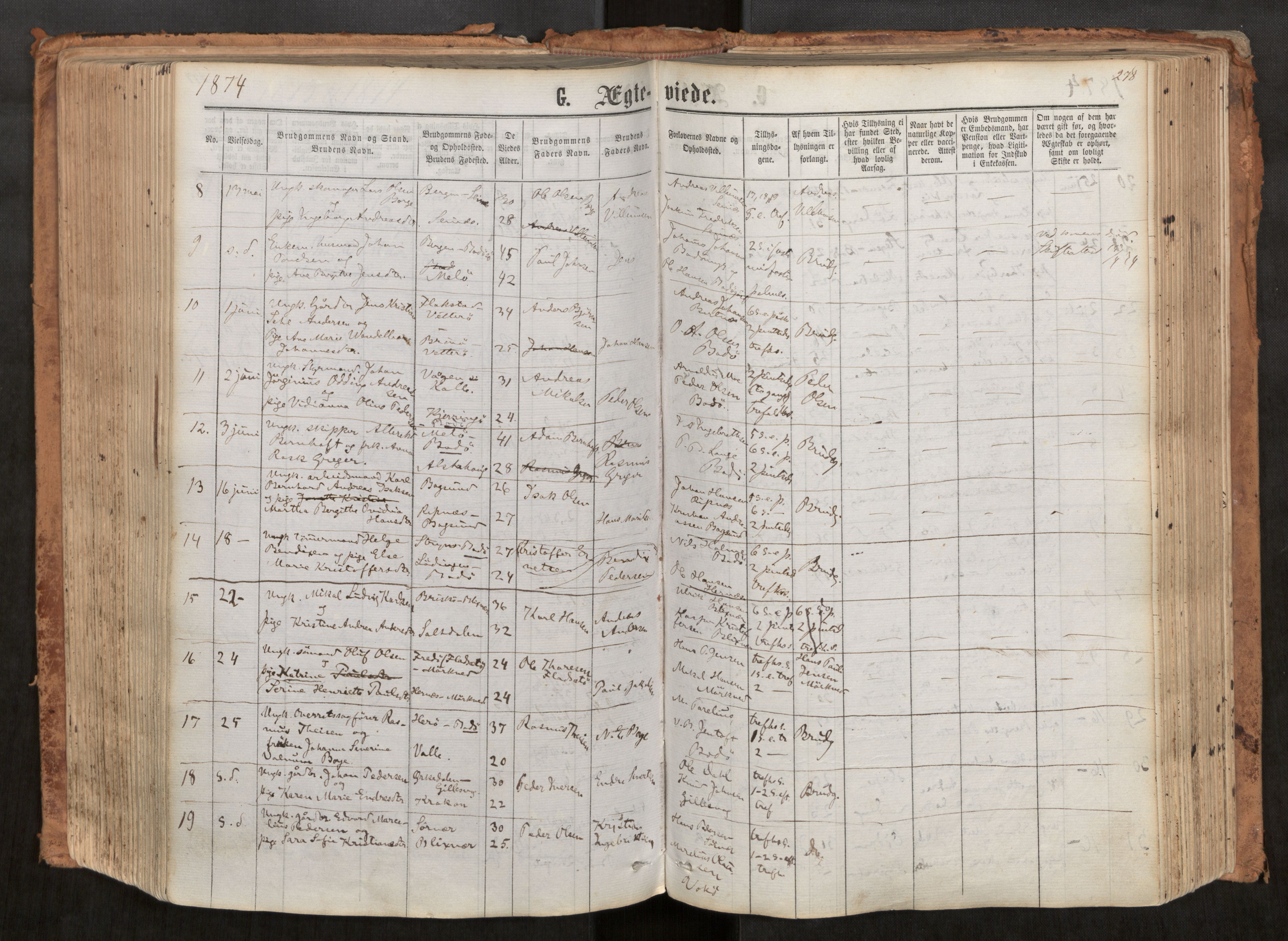 Ministerialprotokoller, klokkerbøker og fødselsregistre - Nordland, SAT/A-1459/801/L0008: Parish register (official) no. 801A08, 1864-1875, p. 278