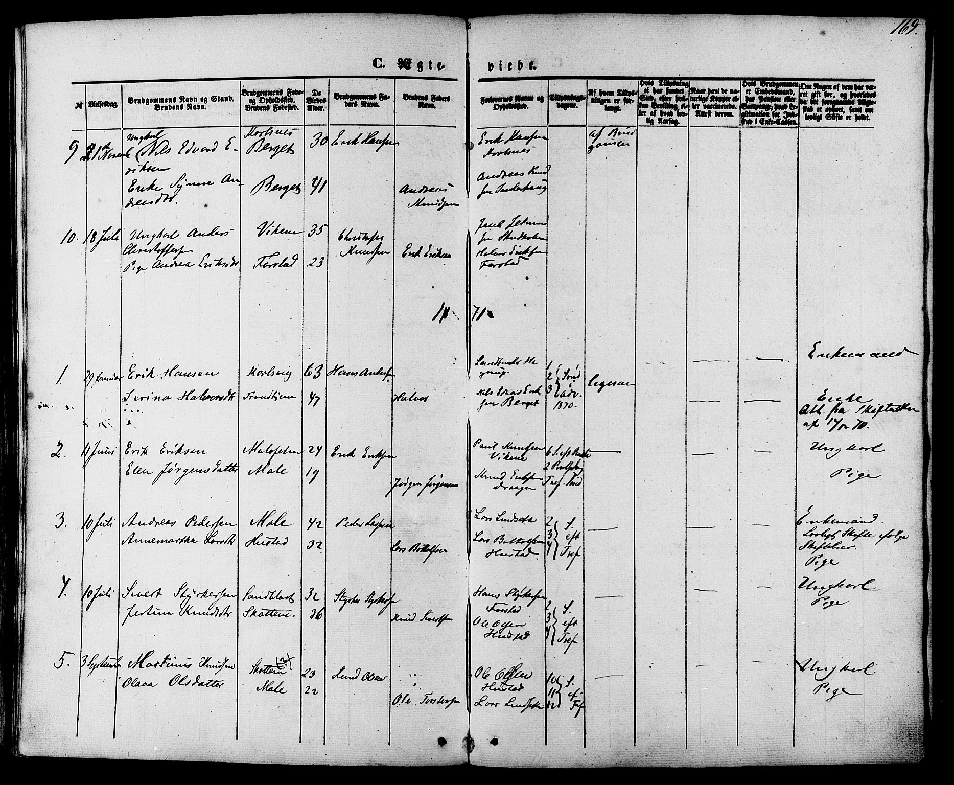 Ministerialprotokoller, klokkerbøker og fødselsregistre - Møre og Romsdal, AV/SAT-A-1454/566/L0768: Parish register (official) no. 566A07, 1869-1881, p. 169