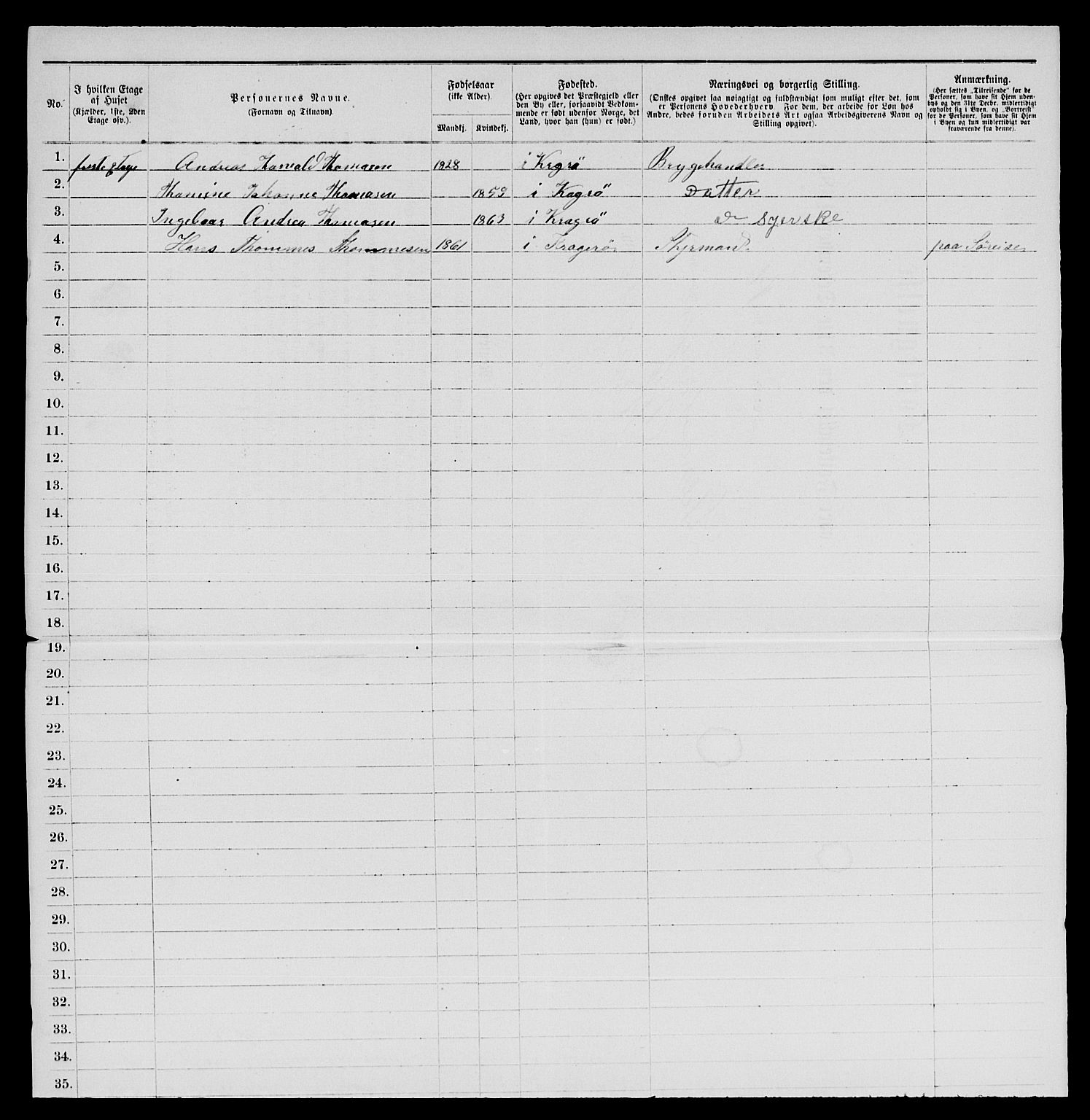 SAKO, 1885 census for 0801 Kragerø, 1885, p. 98