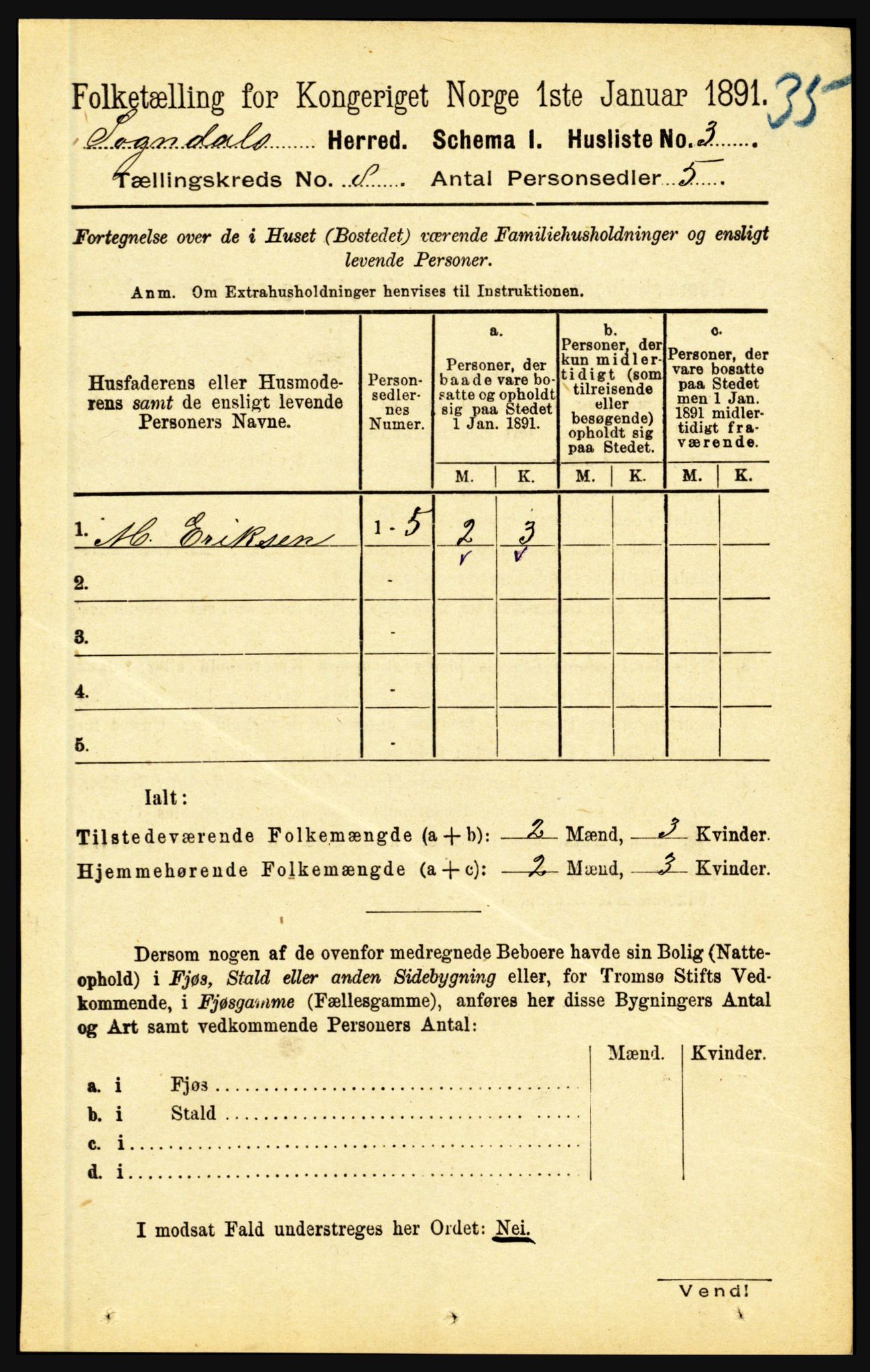 RA, 1891 census for 1420 Sogndal, 1891, p. 3246