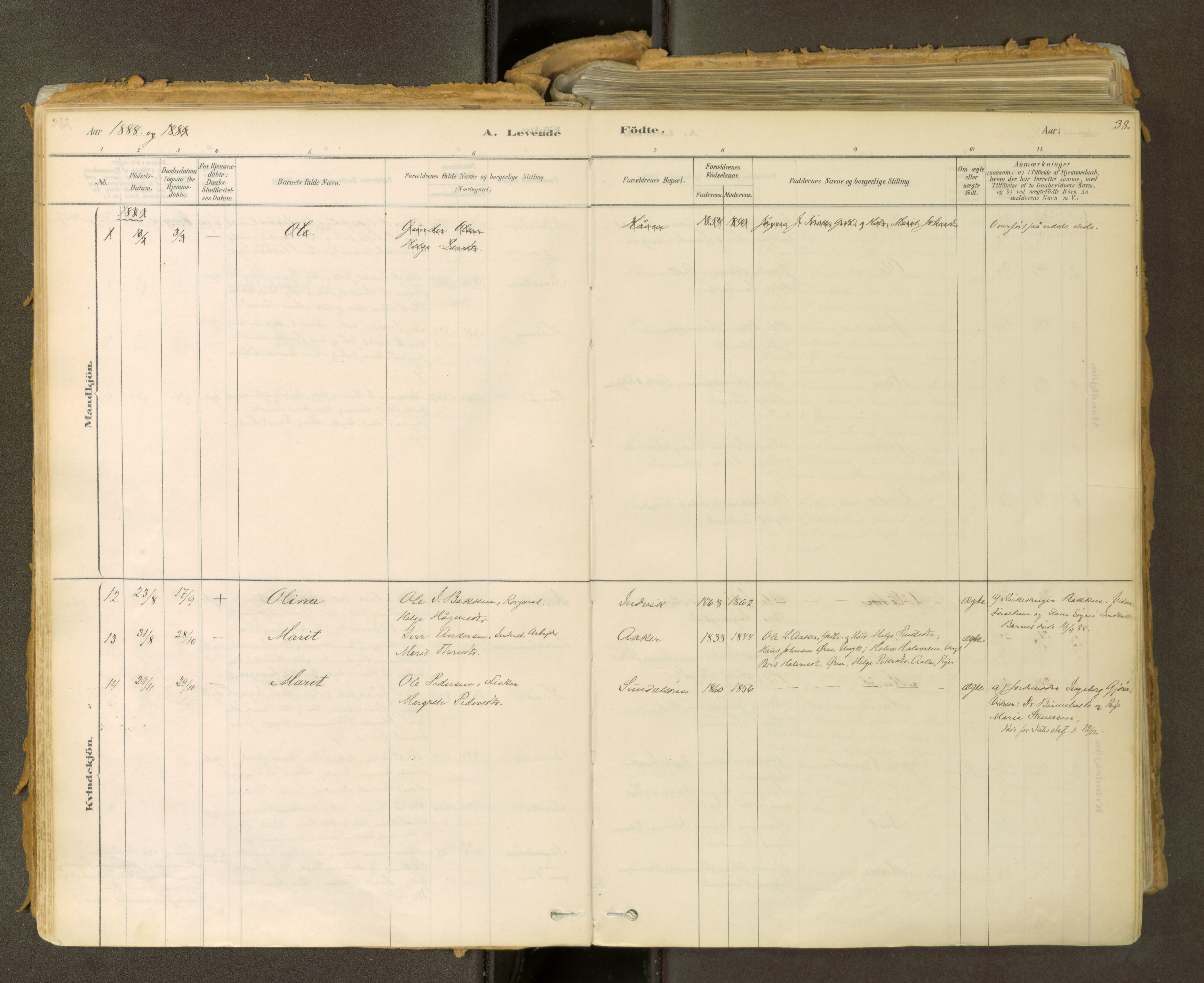 Sunndal sokneprestkontor, SAT/A-1085/1/I/I1/I1a: Parish register (official) no. 2, 1877-1914, p. 38