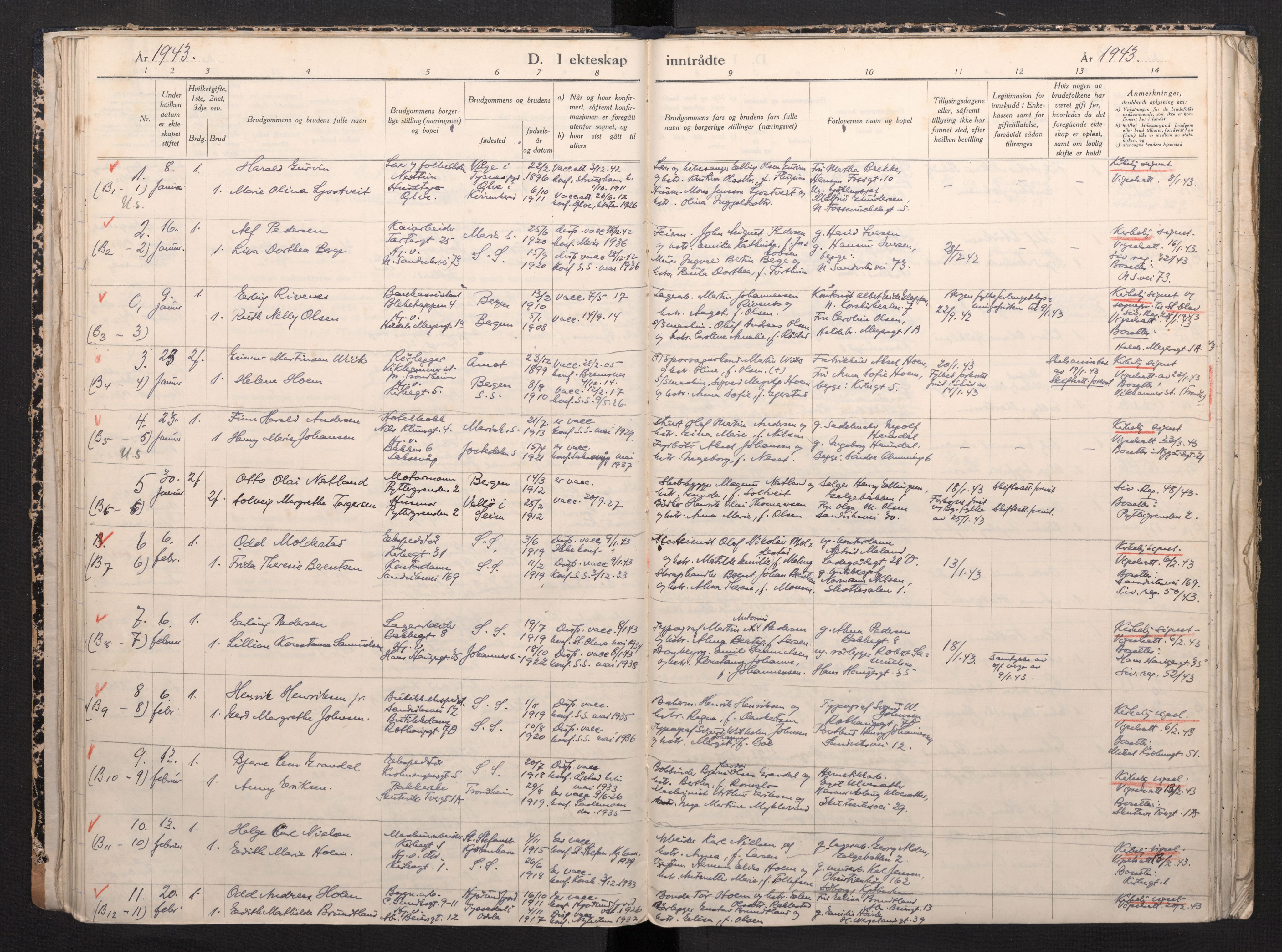 Sandviken Sokneprestembete, AV/SAB-A-77601/H/Ha: Parish register (official) no. H 1, 1942-1945