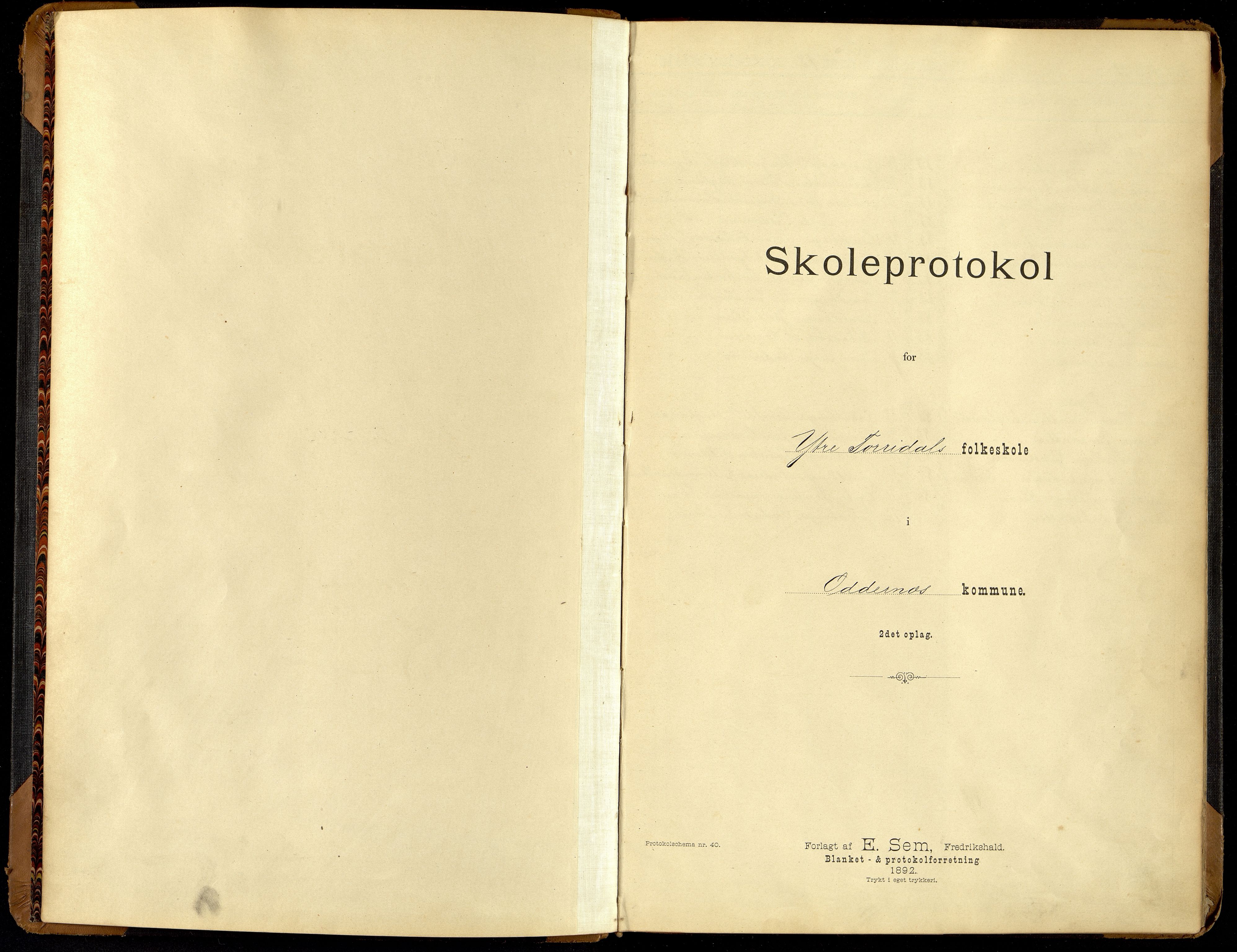 Oddernes kommune - Ytre Torridal skolekrets, ARKSOR/1001OD555/H/L0002: Skoleprotokoll (d), 1891-1902