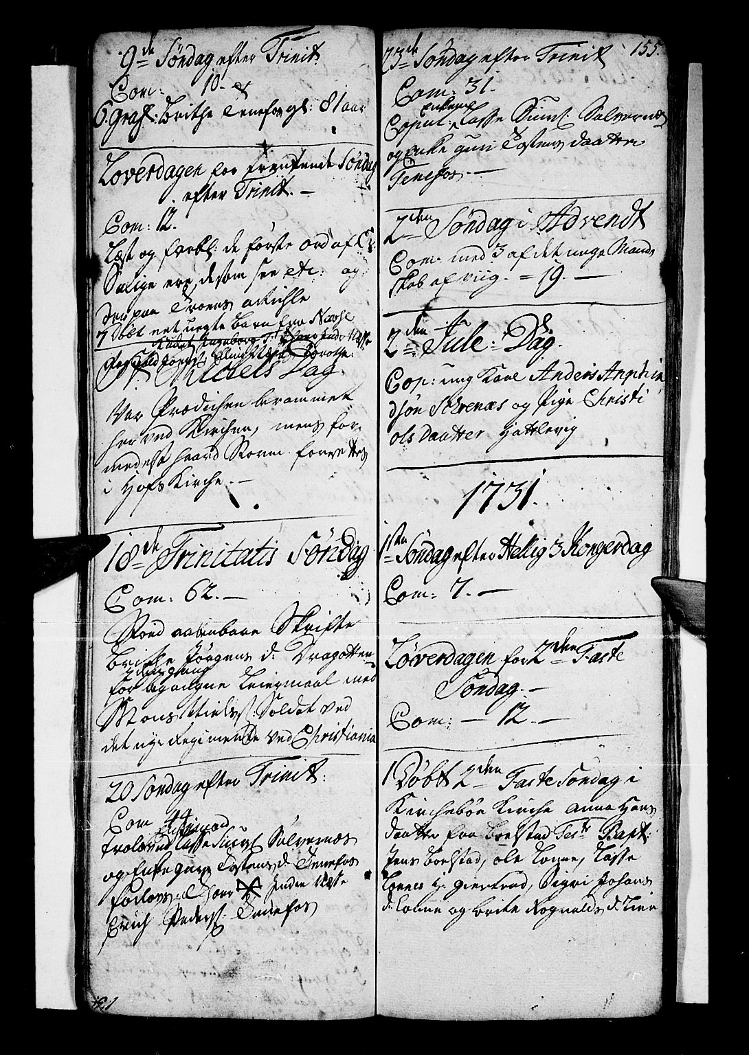 Vik sokneprestembete, AV/SAB-A-81501/H/Haa/Haaa/L0001: Parish register (official) no. A 1 / 4, 1727-1740, p. 155