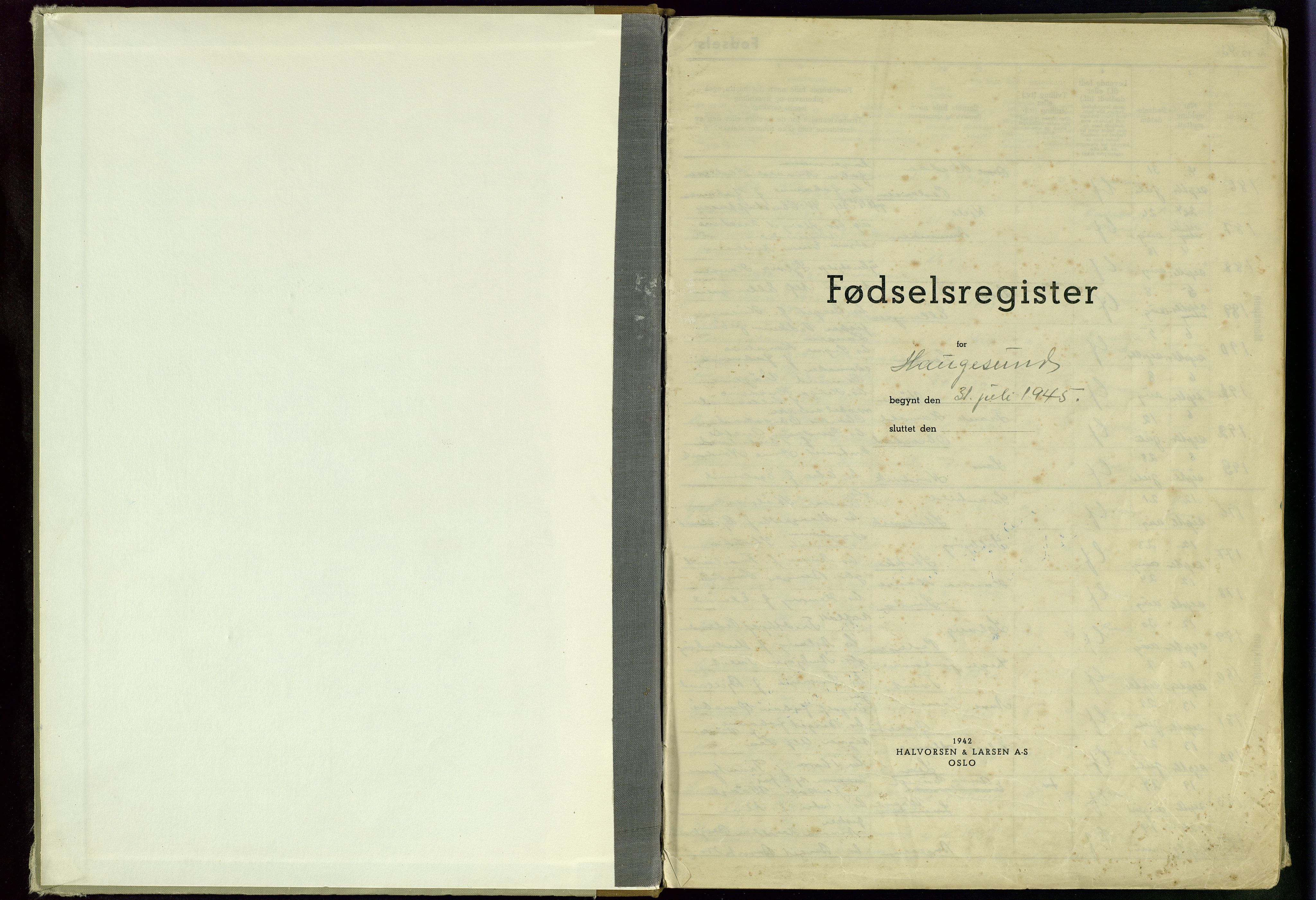 Haugesund sokneprestkontor, SAST/A -101863/I/Id/L0009: Birth register no. 9, 1945-1949