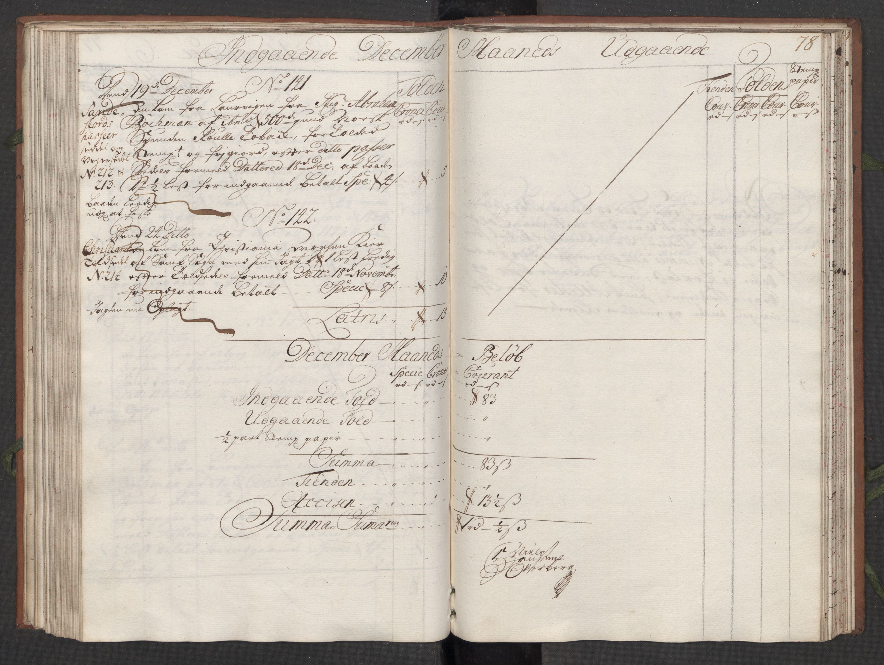 Generaltollkammeret, tollregnskaper, AV/RA-EA-5490/R09/L0008/0001: Tollregnskaper Holmestrand / Hovedtollbok, 1733, p. 77b-78a