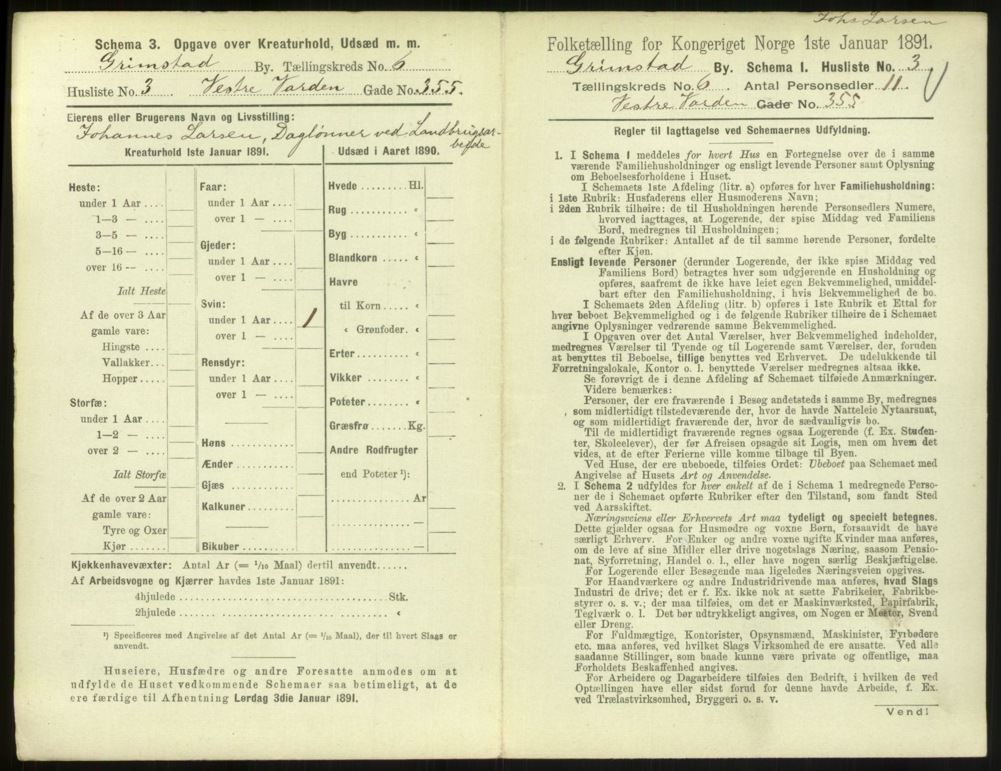 RA, 1891 census for 0904 Grimstad, 1891, p. 714