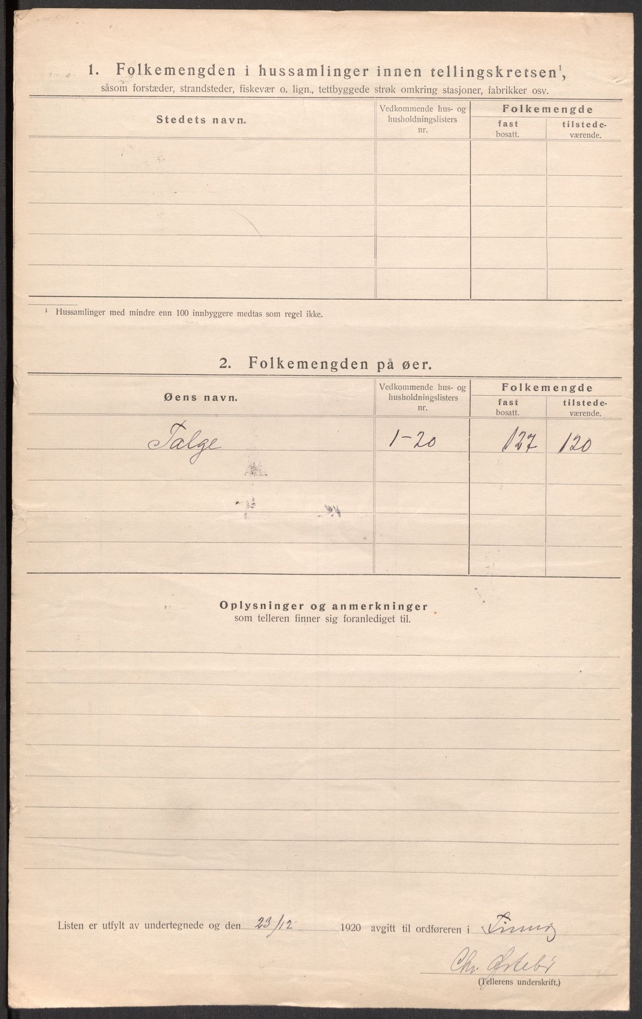 SAST, 1920 census for Finnøy, 1920, p. 29