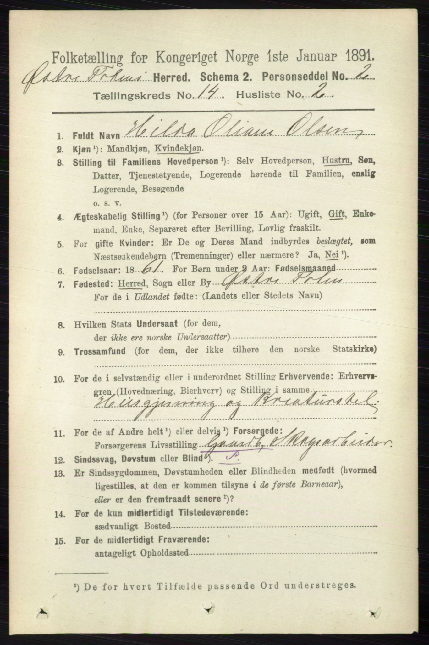 RA, 1891 census for 0528 Østre Toten, 1891, p. 9071