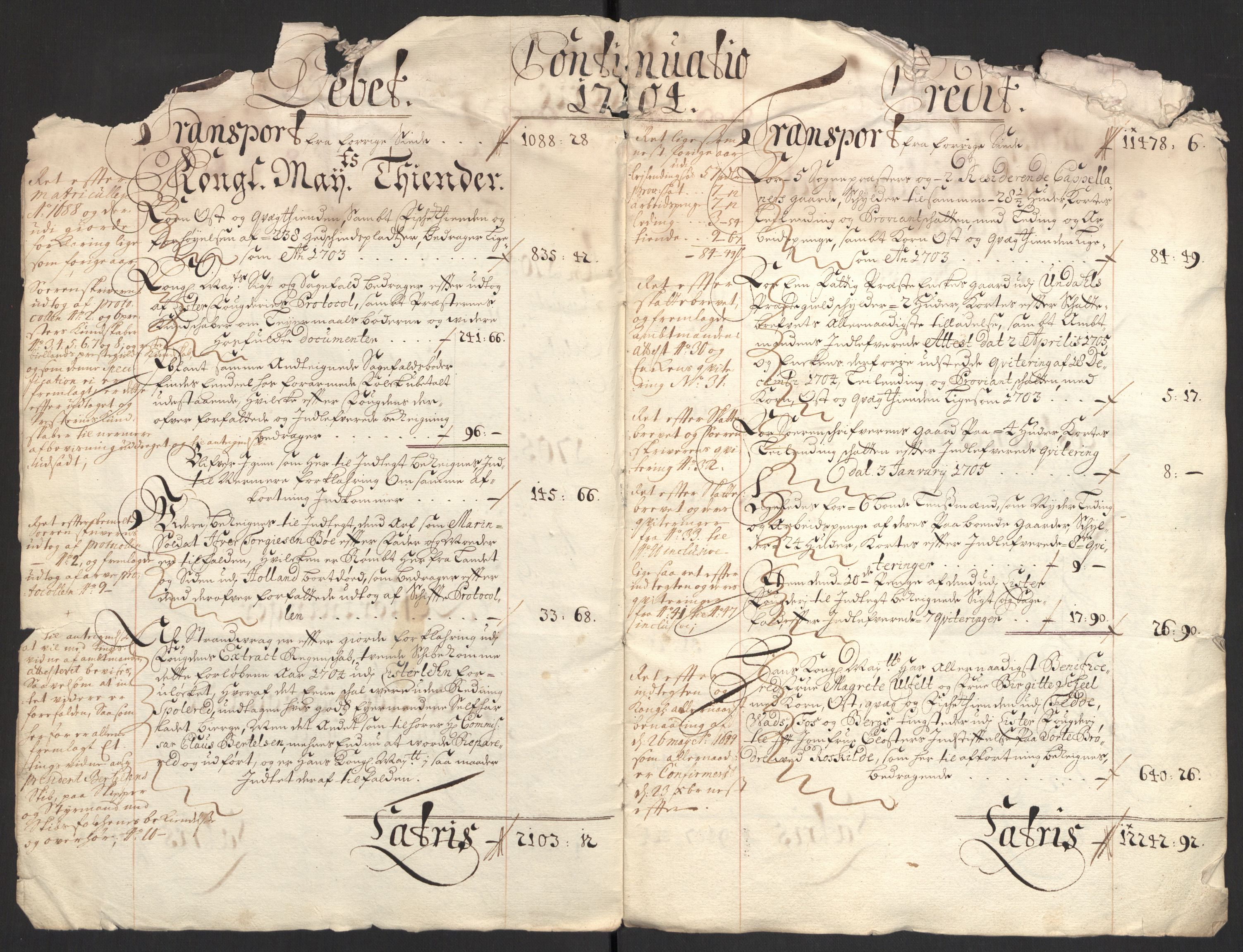 Rentekammeret inntil 1814, Reviderte regnskaper, Fogderegnskap, AV/RA-EA-4092/R43/L2550: Fogderegnskap Lista og Mandal, 1703-1704, p. 224