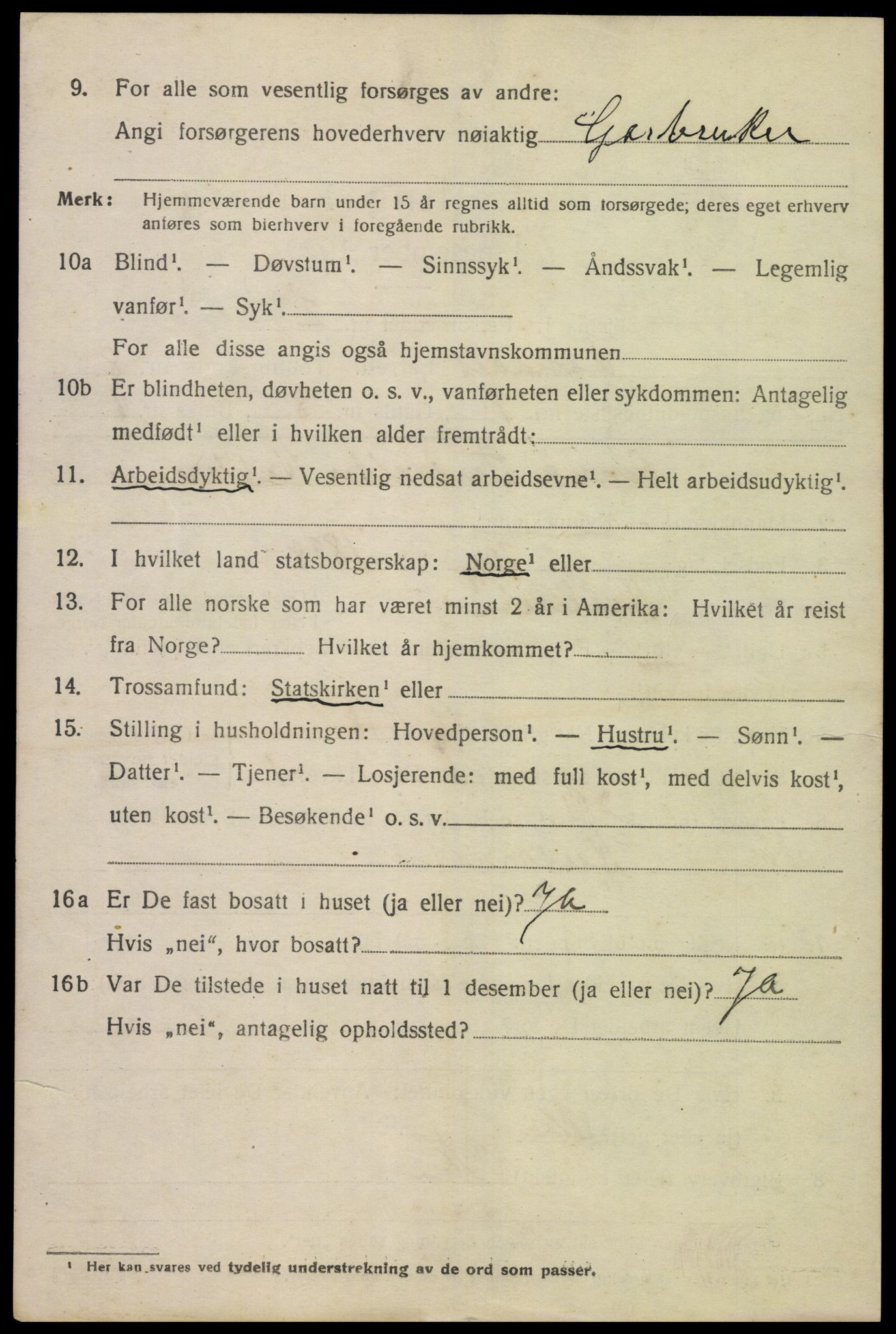 SAK, 1920 census for Åseral, 1920, p. 2443