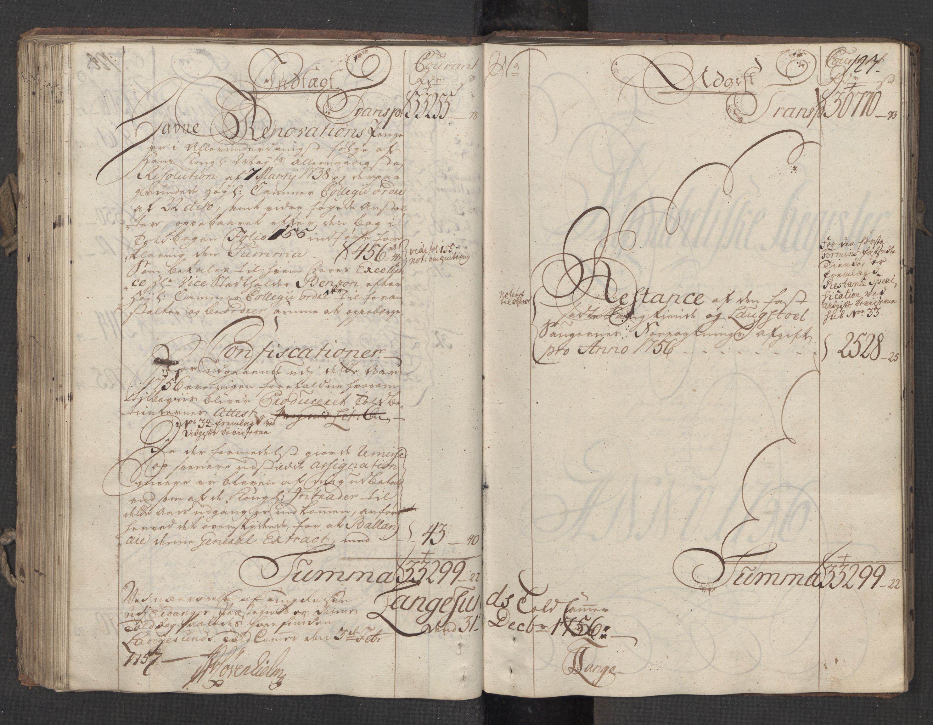 Generaltollkammeret, tollregnskaper, RA/EA-5490/R12/L0029/0001: Tollregnskaper Langesund / Utgående hovedtollbok, 1756, p. 122b-123a