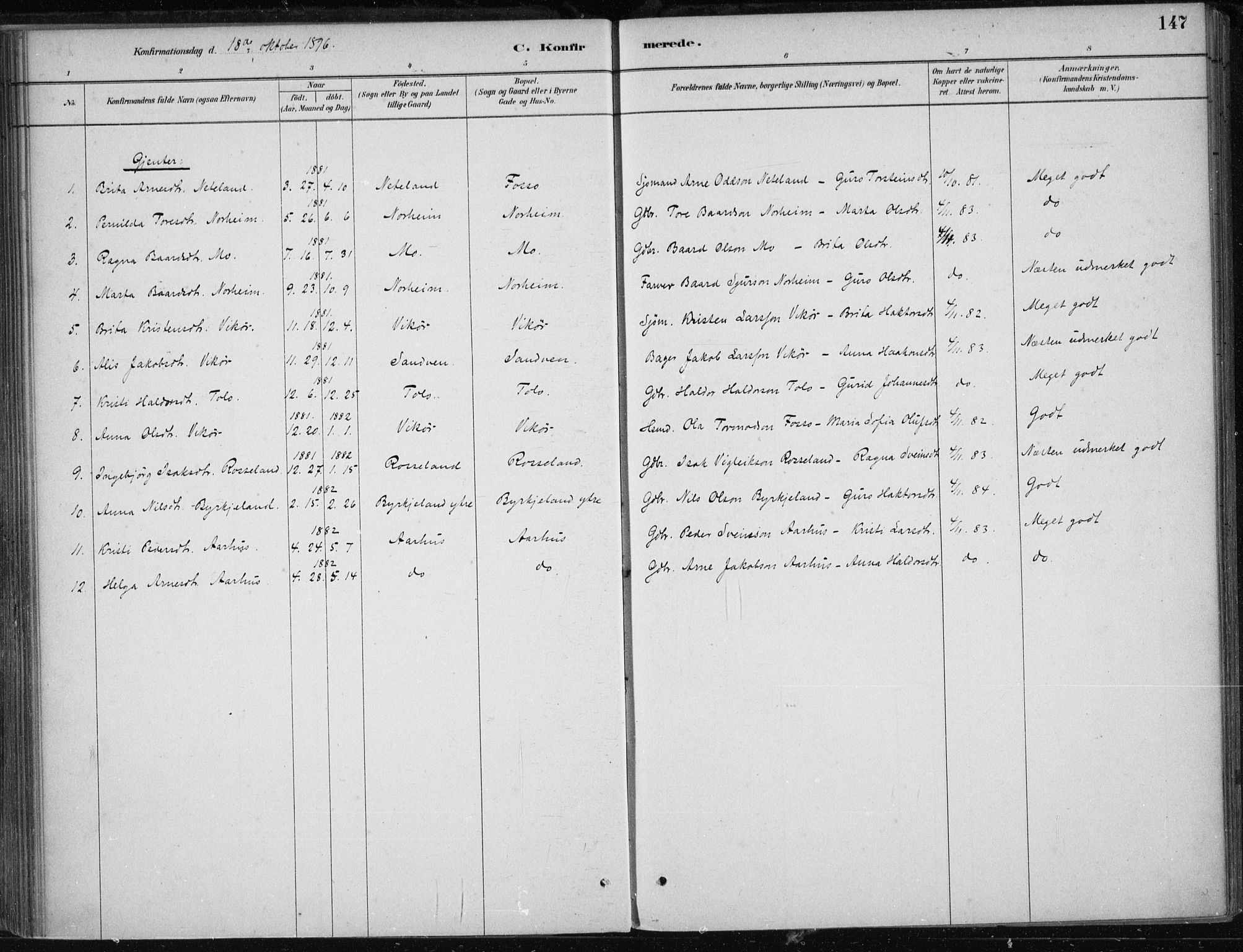 Kvam sokneprestembete, AV/SAB-A-76201/H/Haa: Parish register (official) no. B  1, 1880-1908, p. 147