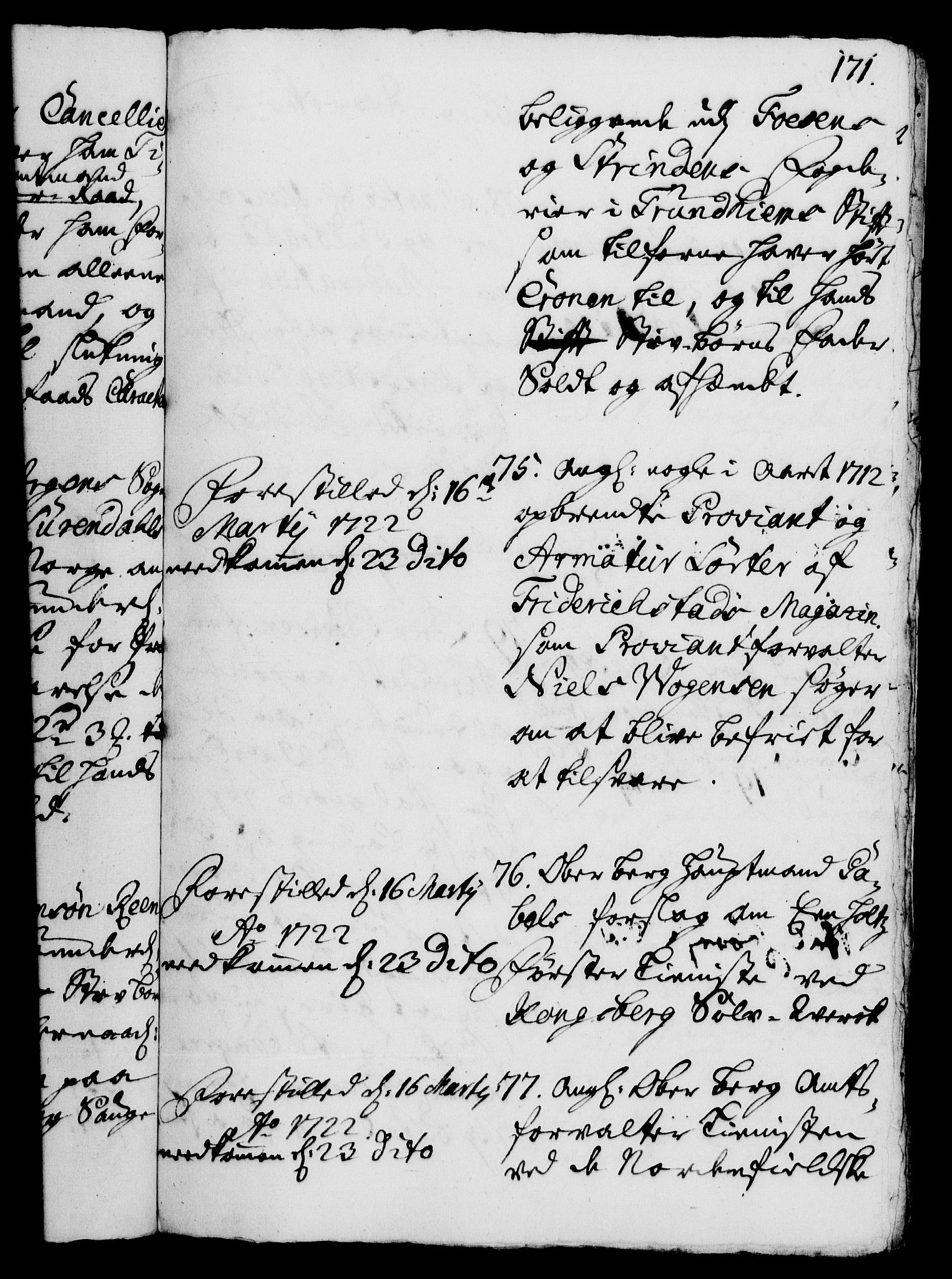 Rentekammeret, Kammerkanselliet, RA/EA-3111/G/Gh/Gha/L0005: Norsk ekstraktmemorialprotokoll (merket RK 53.50), 1721-1723, p. 171