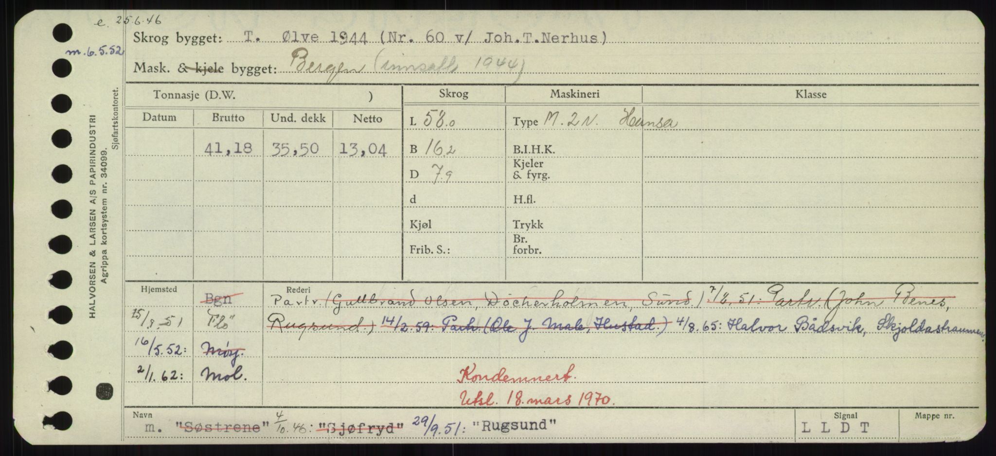 Sjøfartsdirektoratet med forløpere, Skipsmålingen, RA/S-1627/H/Hd/L0031: Fartøy, Rju-Sam, p. 289