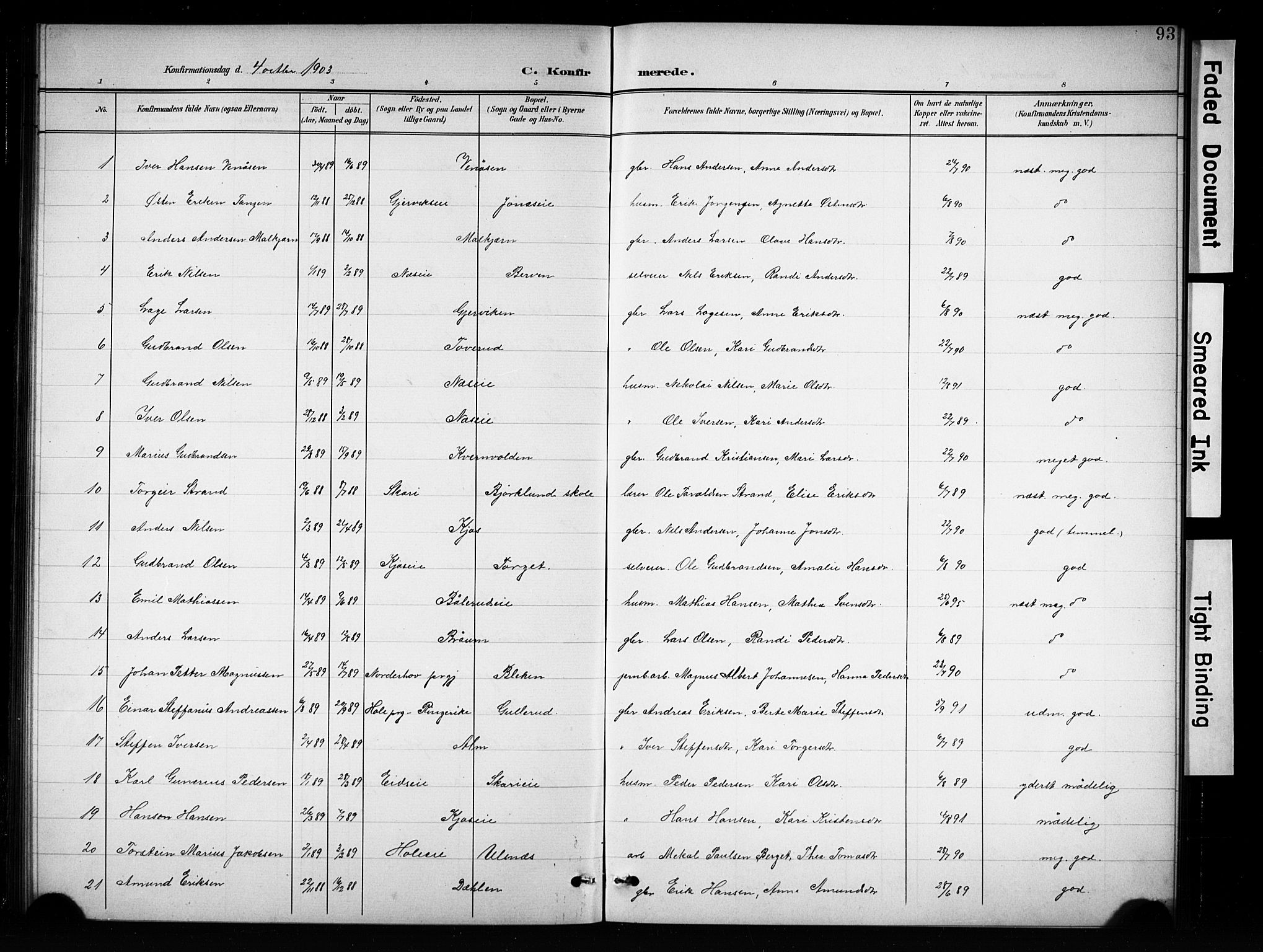 Brandbu prestekontor, SAH/PREST-114/H/Ha/Hab/L0005: Parish register (copy) no. 5, 1900-1913, p. 93
