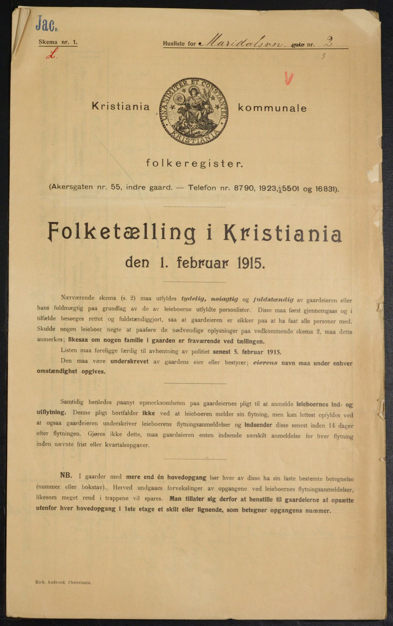 OBA, Municipal Census 1915 for Kristiania, 1915, p. 59976