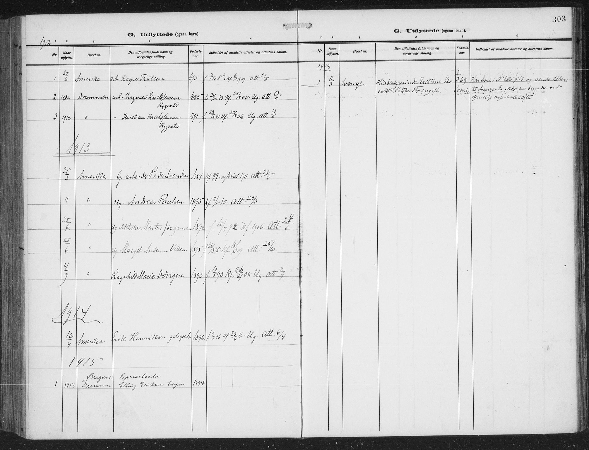 Nedre Eiker kirkebøker, AV/SAKO-A-612/F/Fa/L0007: Parish register (official) no. 7, 1912-1918, p. 303