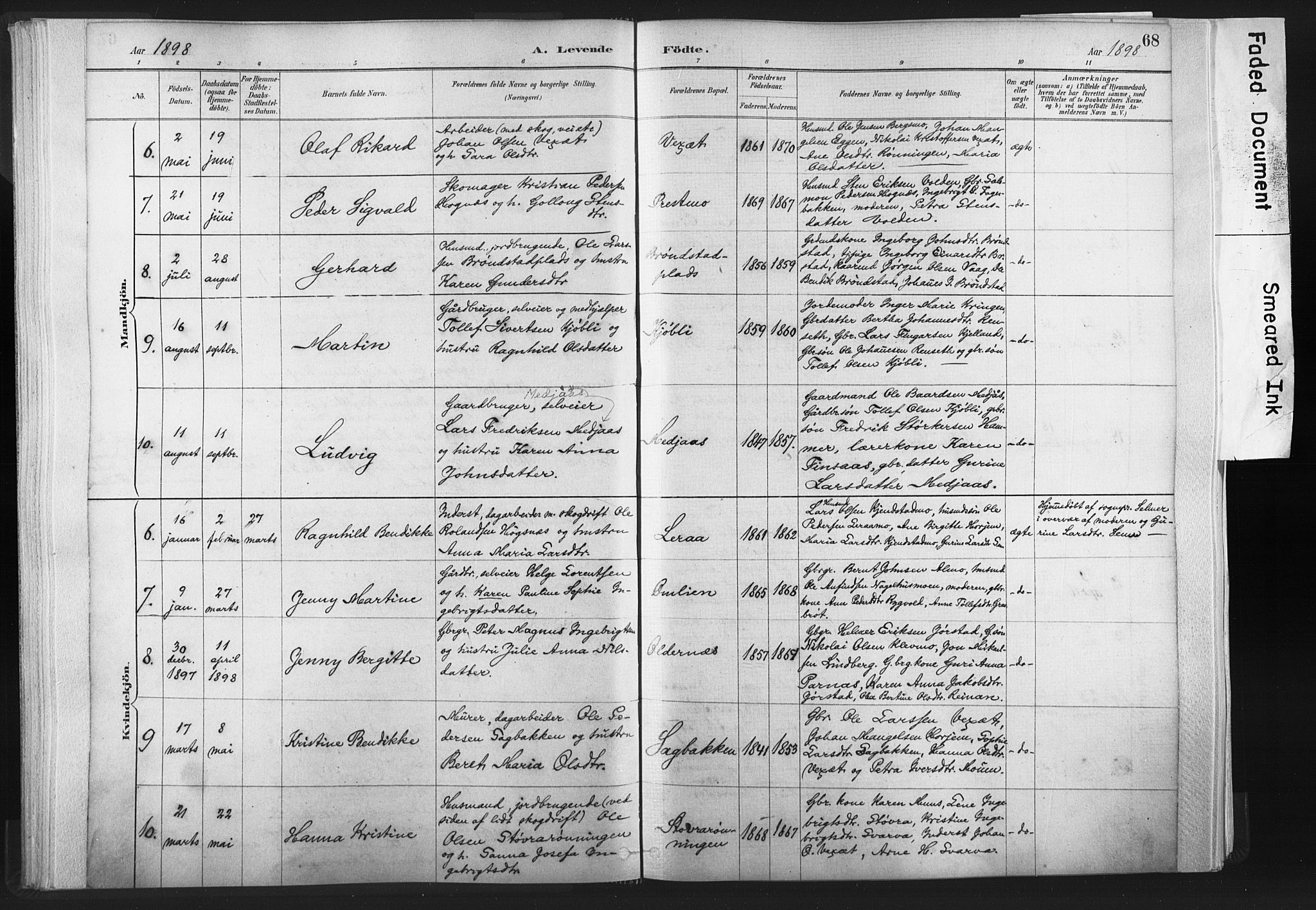 Ministerialprotokoller, klokkerbøker og fødselsregistre - Nord-Trøndelag, SAT/A-1458/749/L0474: Parish register (official) no. 749A08, 1887-1903, p. 68