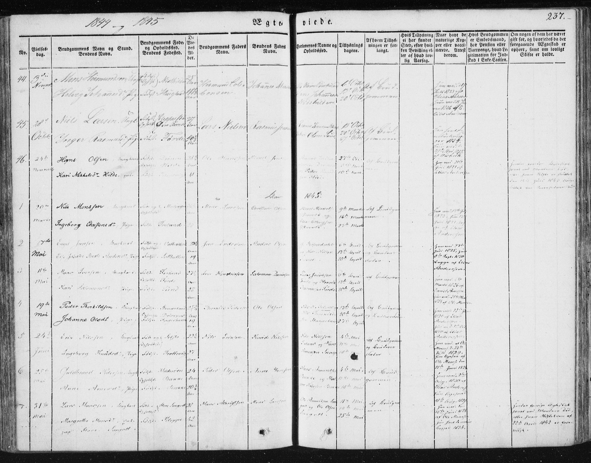 Sund sokneprestembete, AV/SAB-A-99930: Parish register (official) no. A 13, 1835-1849, p. 237