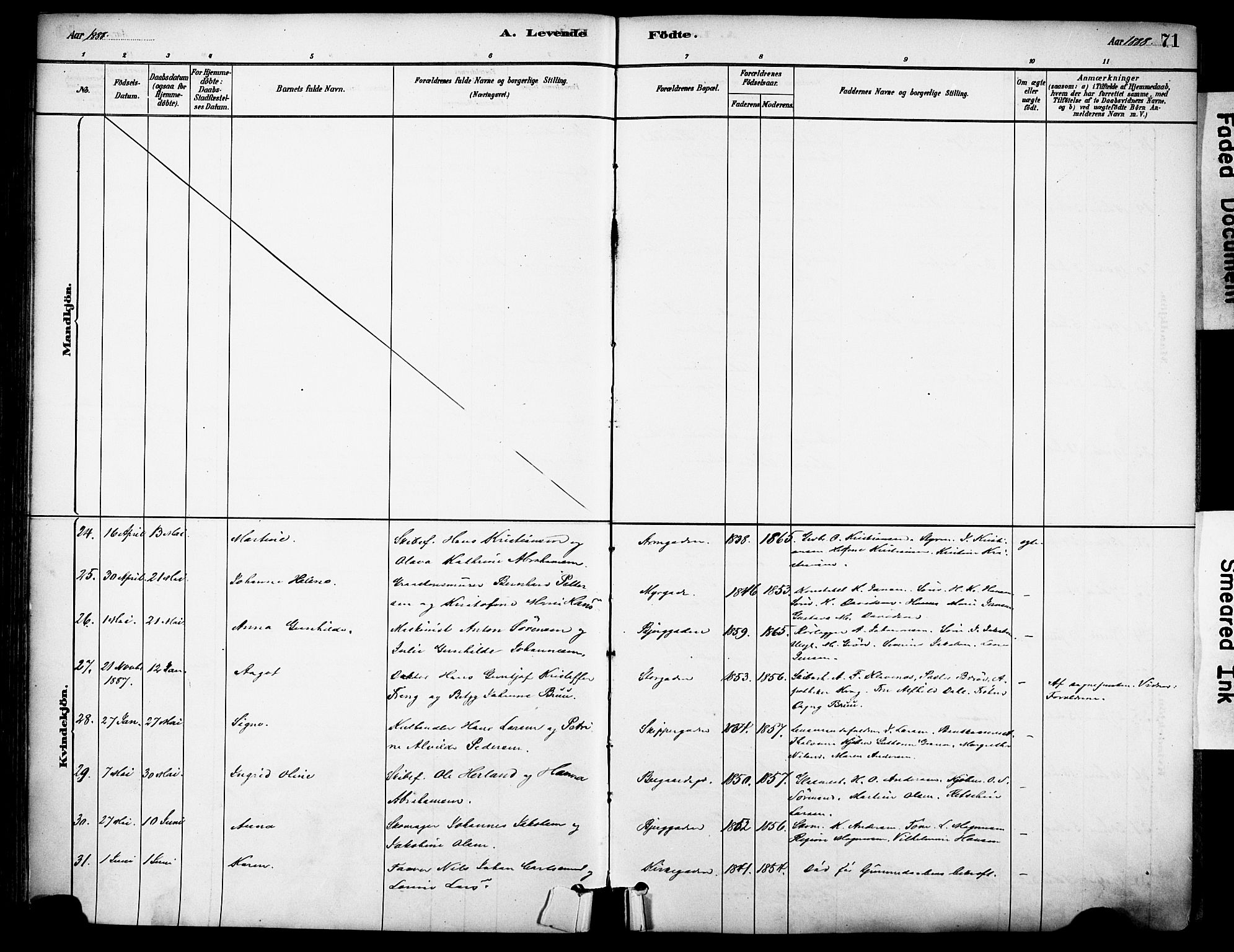 Sandefjord kirkebøker, AV/SAKO-A-315/F/Fa/L0002: Parish register (official) no. 2, 1880-1894, p. 71