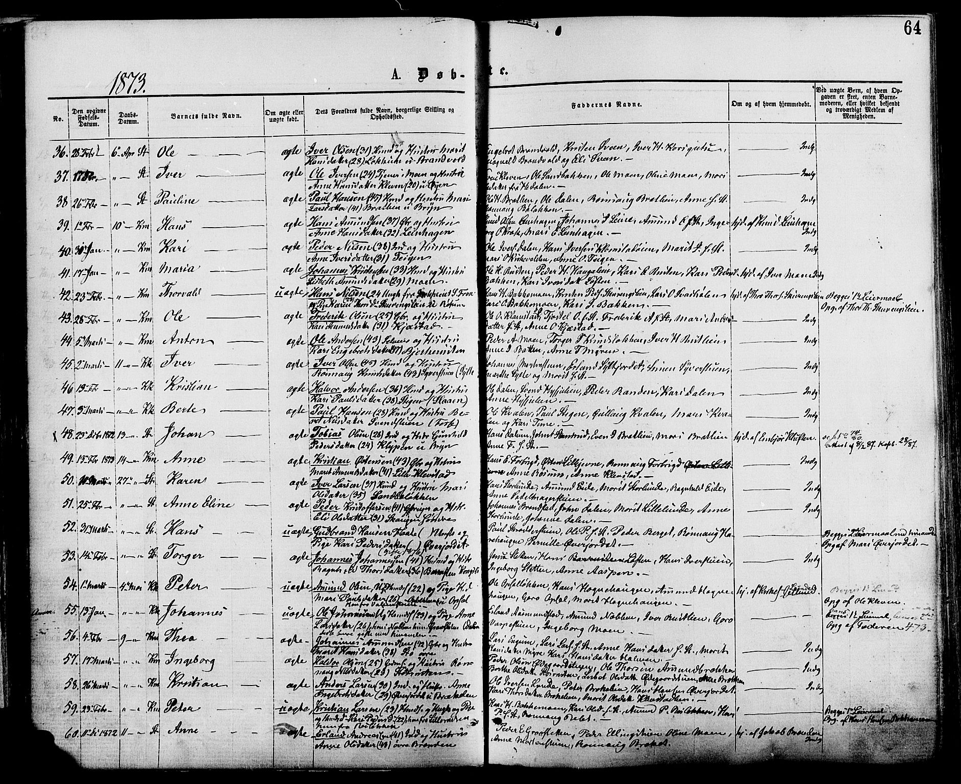 Nord-Fron prestekontor, AV/SAH-PREST-080/H/Ha/Haa/L0002: Parish register (official) no. 2, 1865-1883, p. 64