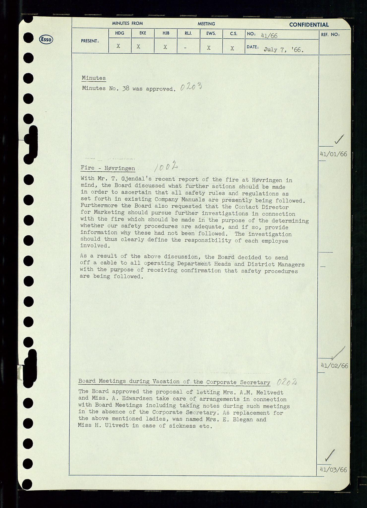 Pa 0982 - Esso Norge A/S, AV/SAST-A-100448/A/Aa/L0002/0002: Den administrerende direksjon Board minutes (styrereferater) / Den administrerende direksjon Board minutes (styrereferater), 1966, p. 86