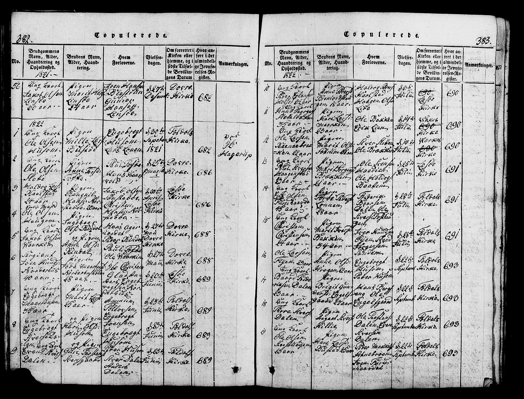 Lesja prestekontor, SAH/PREST-068/H/Ha/Hab/L0001: Parish register (copy) no. 1, 1820-1831, p. 382-383