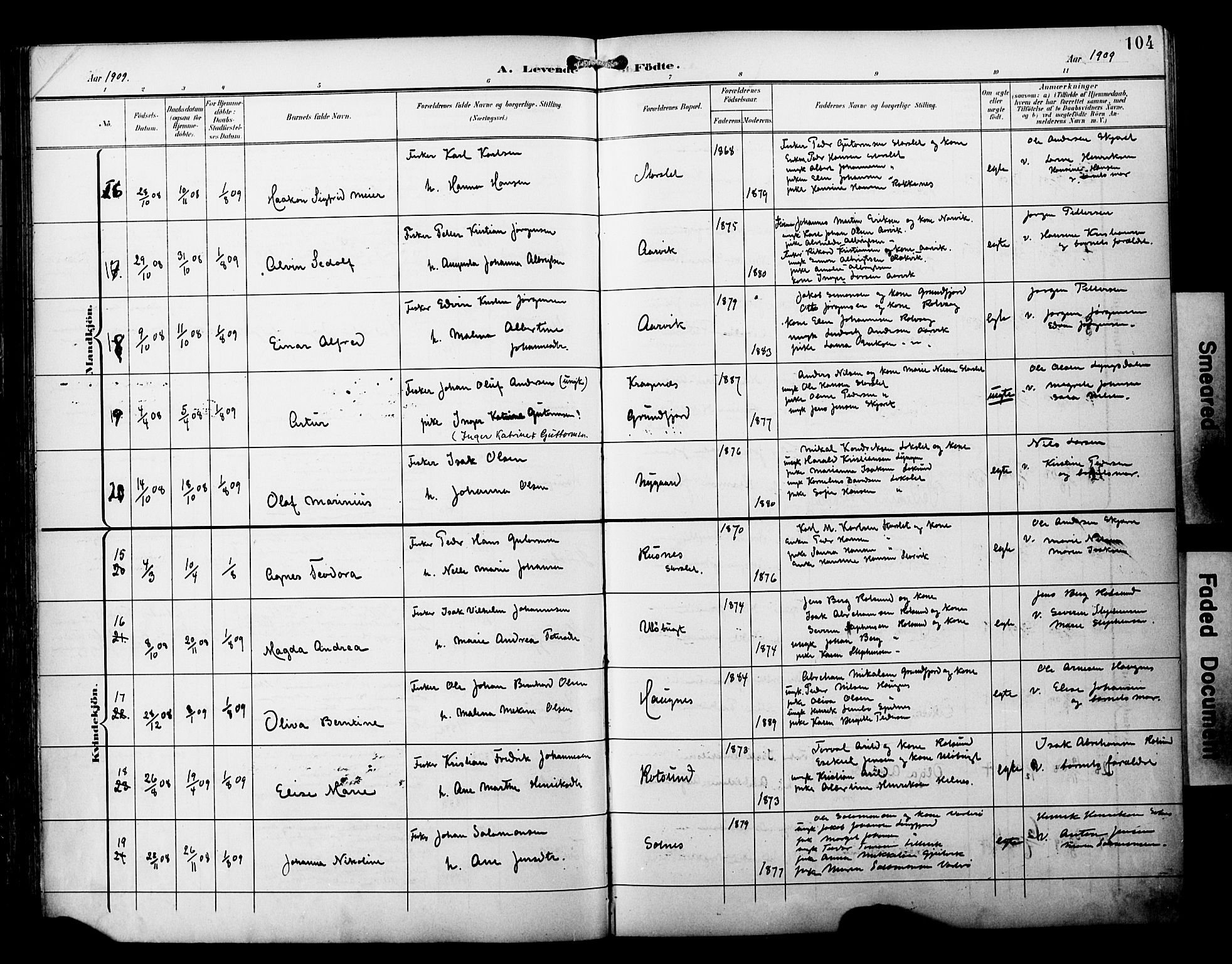 Skjervøy sokneprestkontor, AV/SATØ-S-1300/H/Ha/Haa/L0015kirke: Parish register (official) no. 15, 1899-1909, p. 104