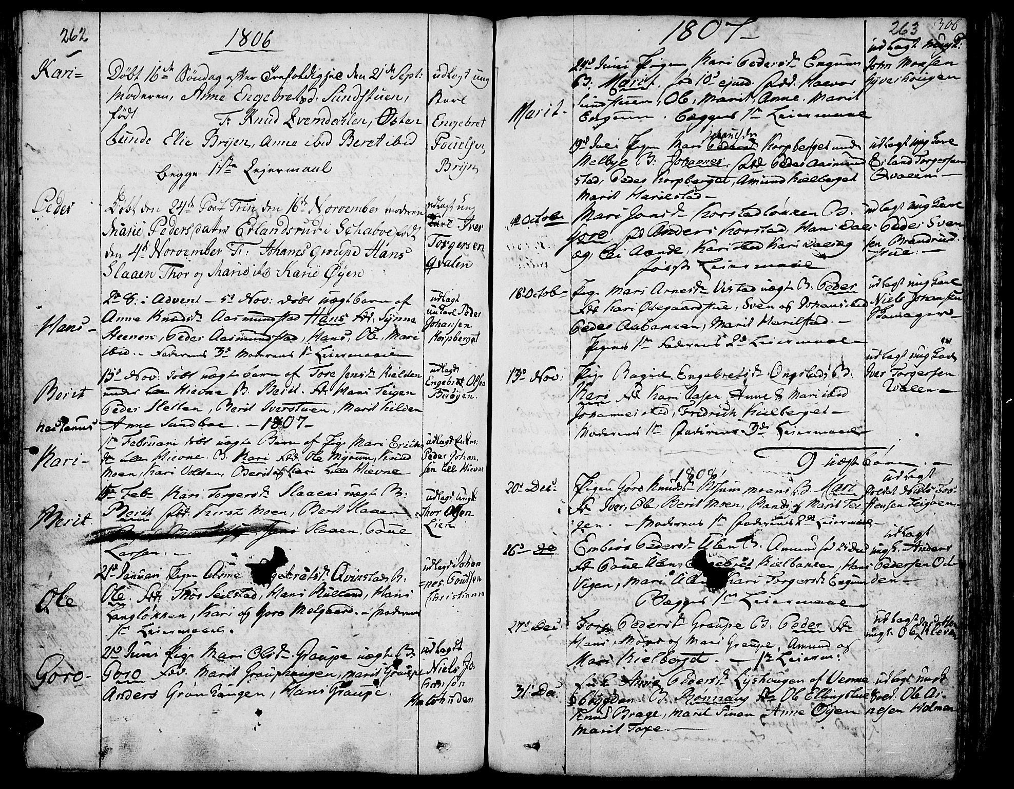 Fron prestekontor, SAH/PREST-078/H/Ha/Haa/L0001: Parish register (official) no. 1, 1799-1816, p. 262-263