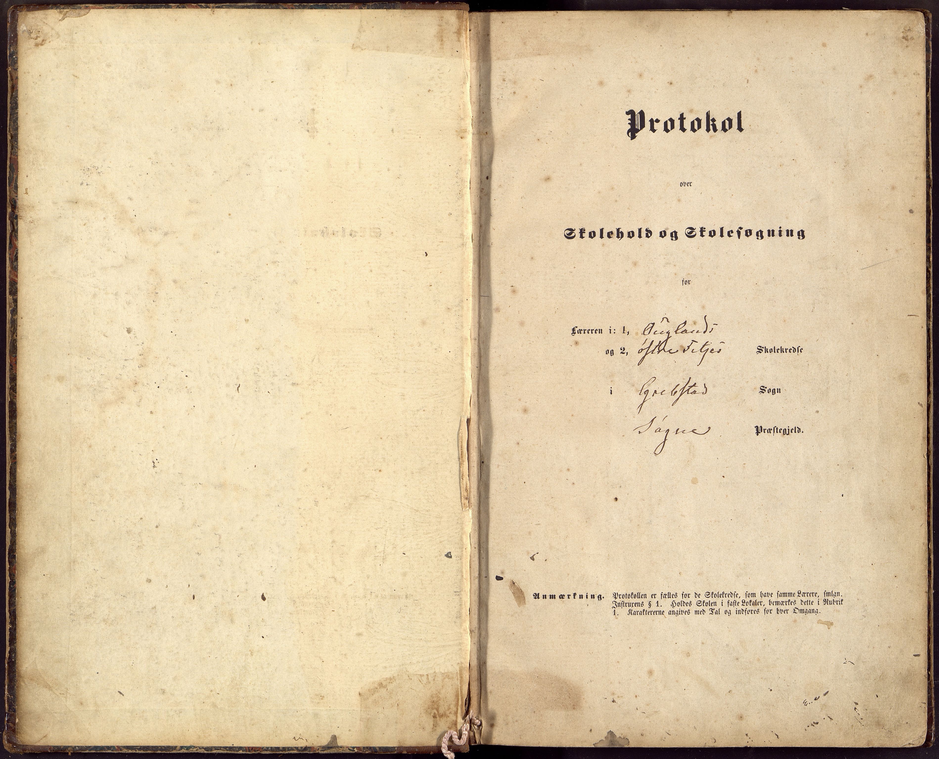 Greipstad kommune - Aukland Skole, ARKSOR/1017GR556/H/L0001: Skoleprotokoll, 1863-1885