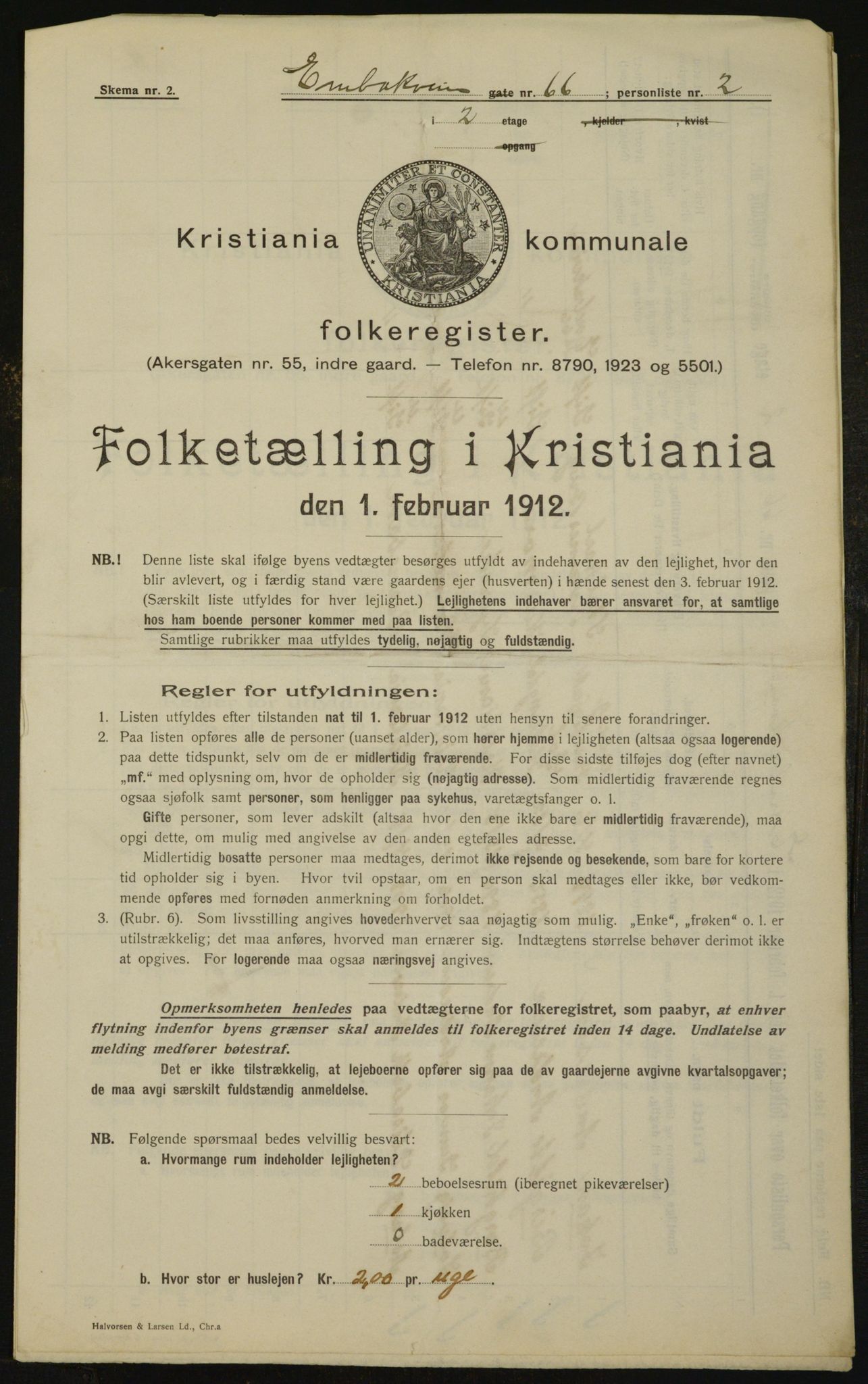 OBA, Municipal Census 1912 for Kristiania, 1912, p. 21443