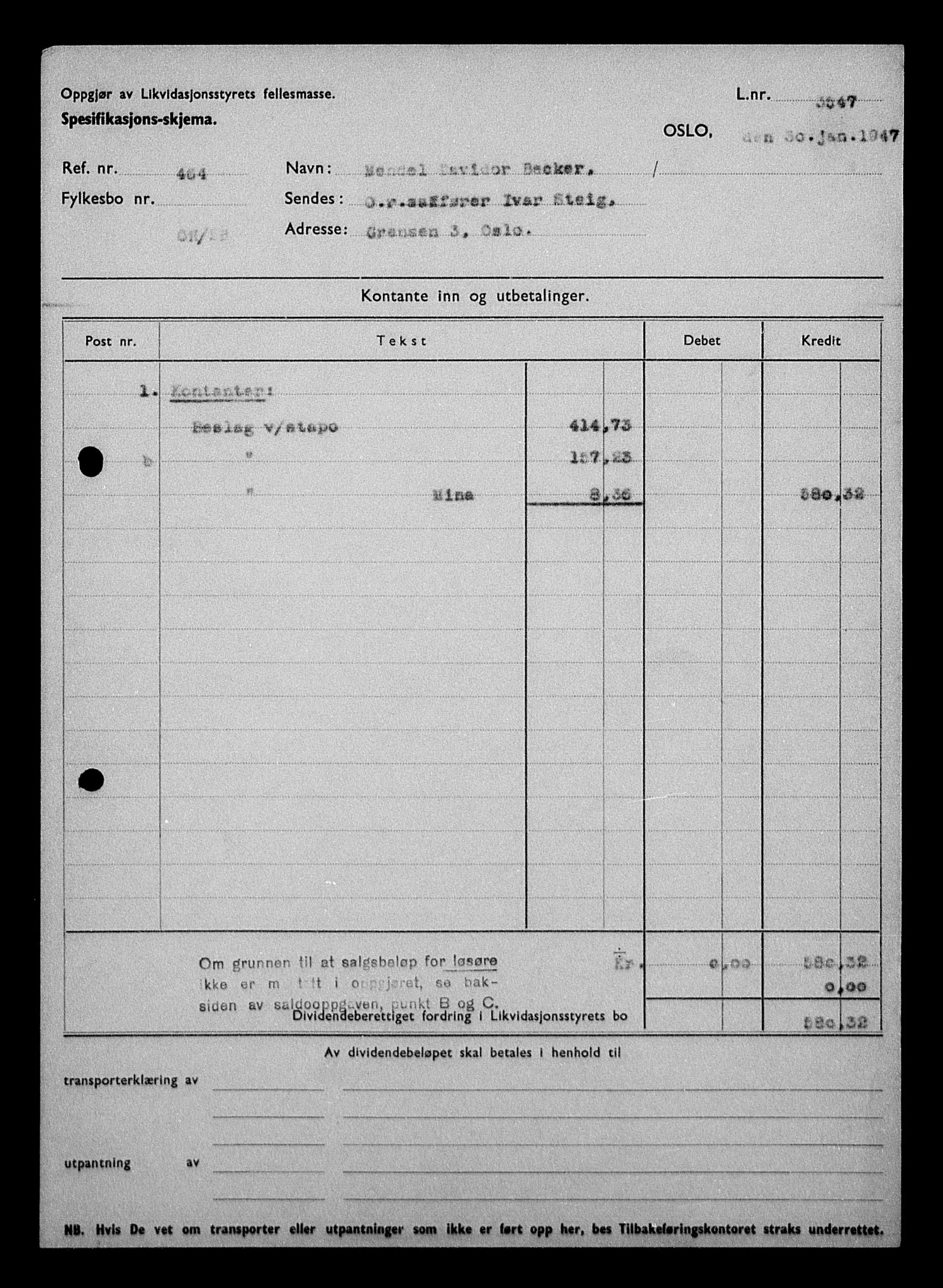 Justisdepartementet, Tilbakeføringskontoret for inndratte formuer, AV/RA-S-1564/H/Hc/Hcc/L0919: --, 1945-1947, p. 330