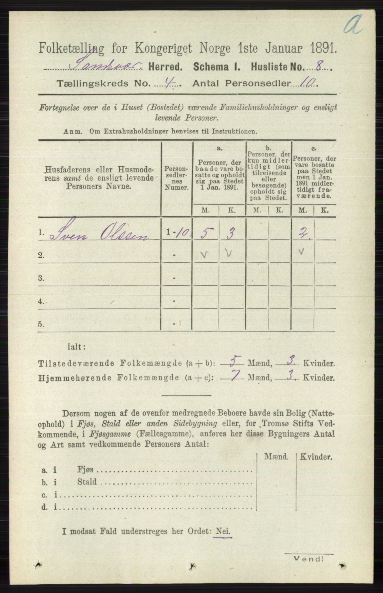 RA, 1891 census for 0629 Sandsvær, 1891, p. 1741