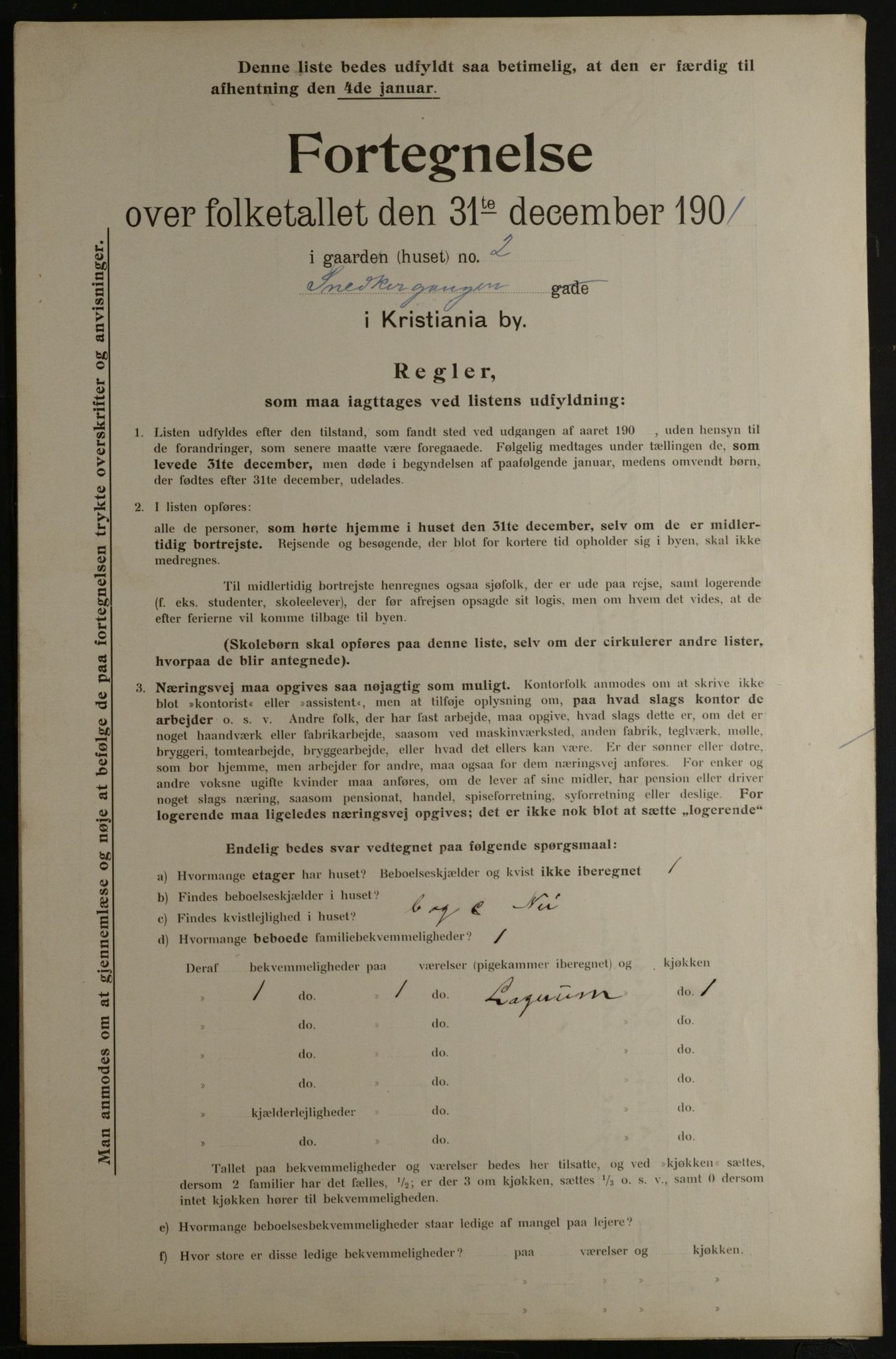 OBA, Municipal Census 1901 for Kristiania, 1901, p. 15094